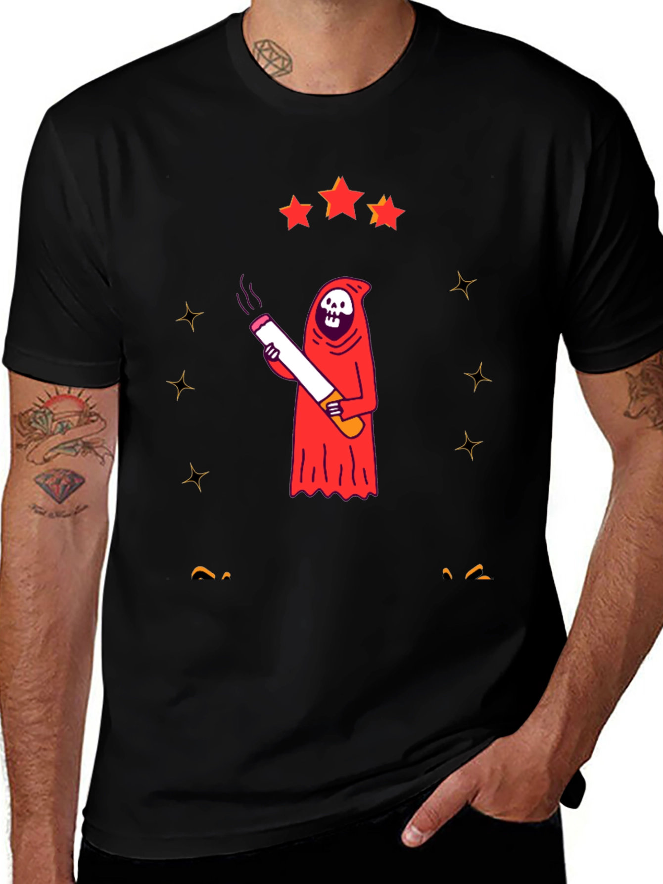 Variant 3 of Smoking Grim Reaper Graphic T-Shirt - Unisex
