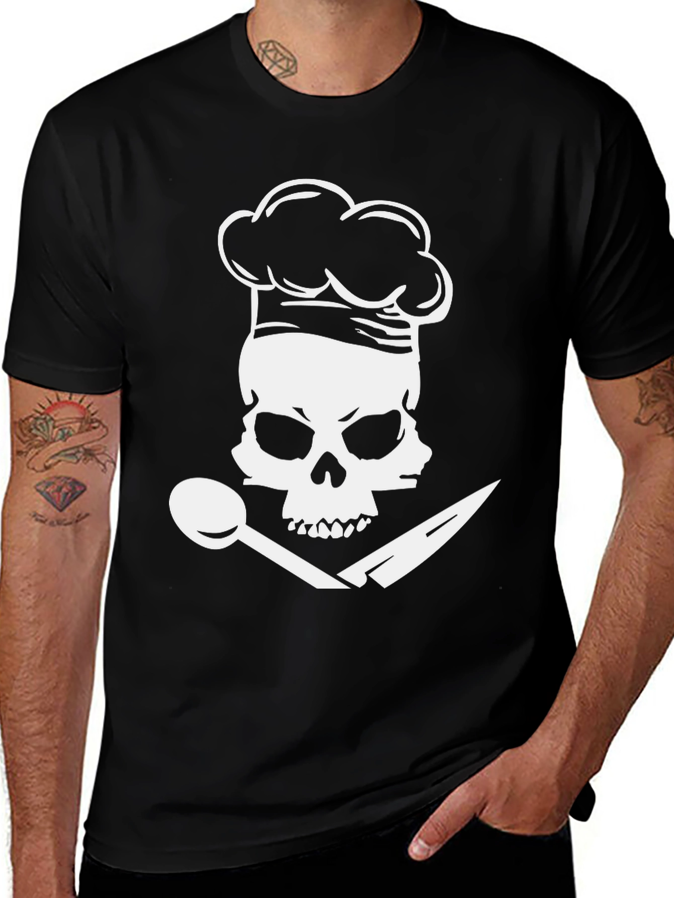 Variant 13 of Chef Skull T-Shirt: Culinary Pirate Design