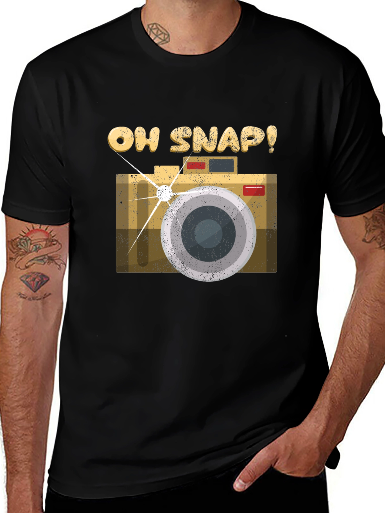 Variant 16 of Oh Snap Camera Graphic Tee - Black Cotton T-Shirt