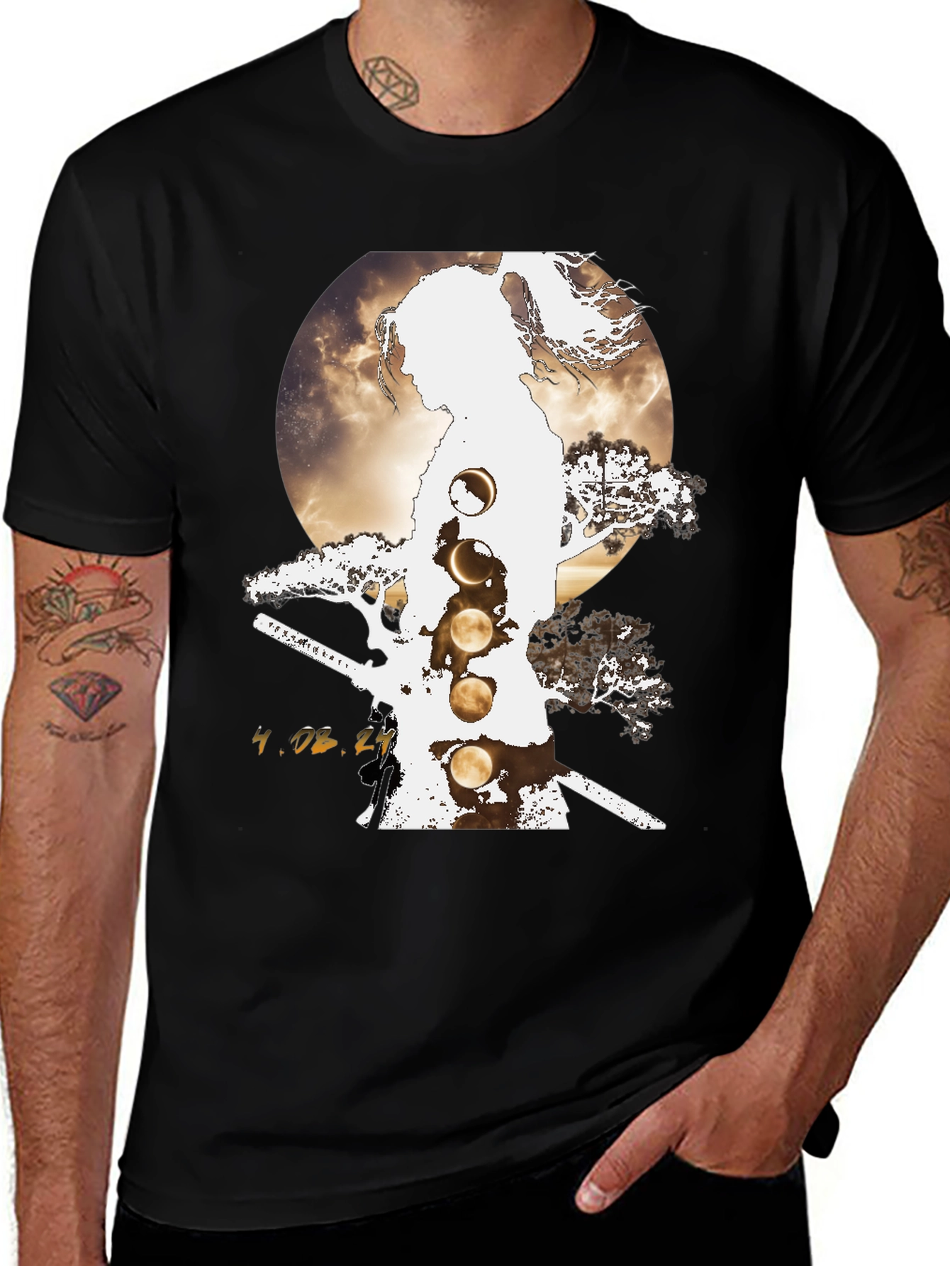 Variant 2 of Samurai Moon Phases Graphic Tee