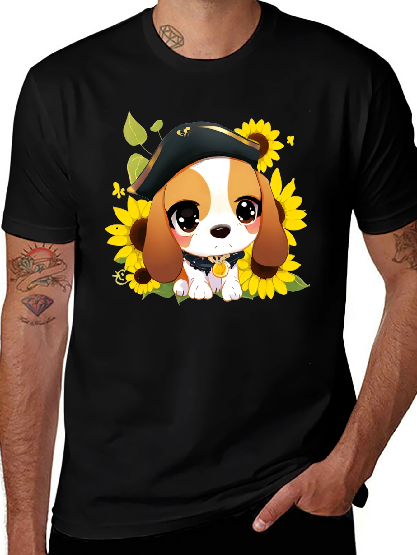 Variant 10 of Cute Cartoon Beagle in Pirate Hat T-Shirt
