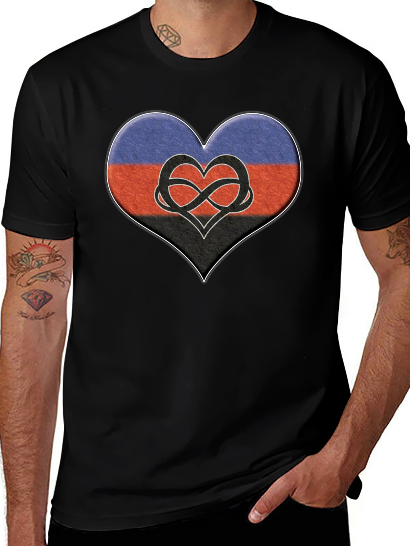 Variant 4 of Polyamory Heart Flag T-Shirt - Black