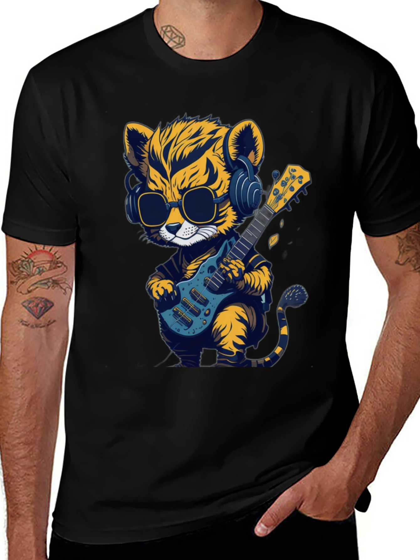 Variant 27 of Cool Tiger Guitarist Graphic T-Shirt