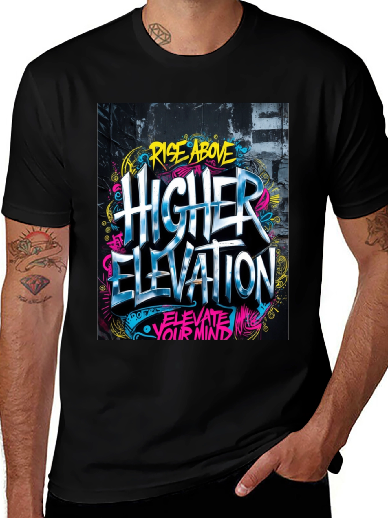 Variant 24 of Rise Above Higher Elevation Graphic Tee - Black