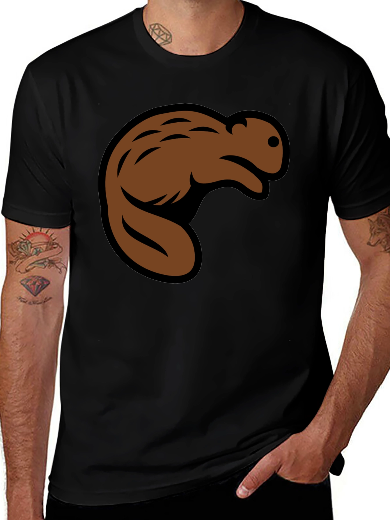 Variant 15 of Beaver Graphic Print Black Tee