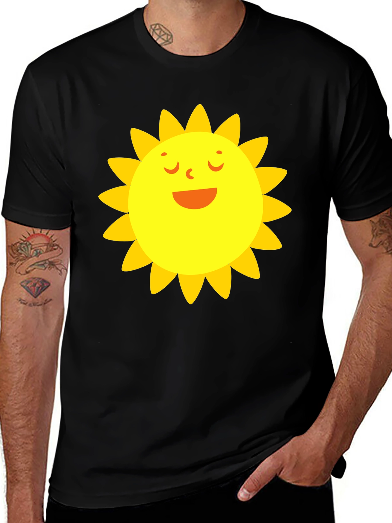Variant 8 of Happy Sun Graphic Tee - Black Unisex T-Shirt