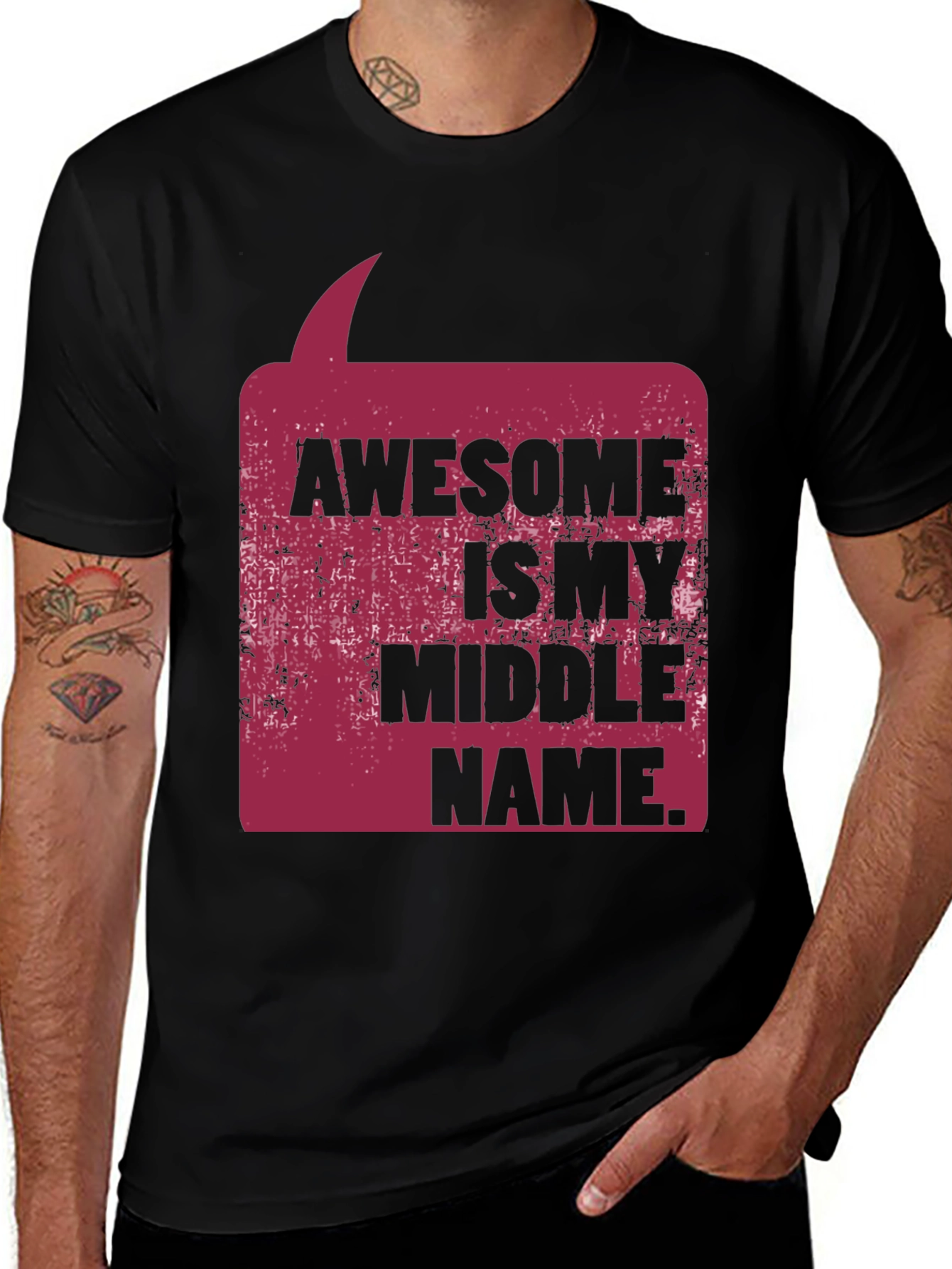 Variant 20 of Awesome Middle Name Graphic Tee - Black