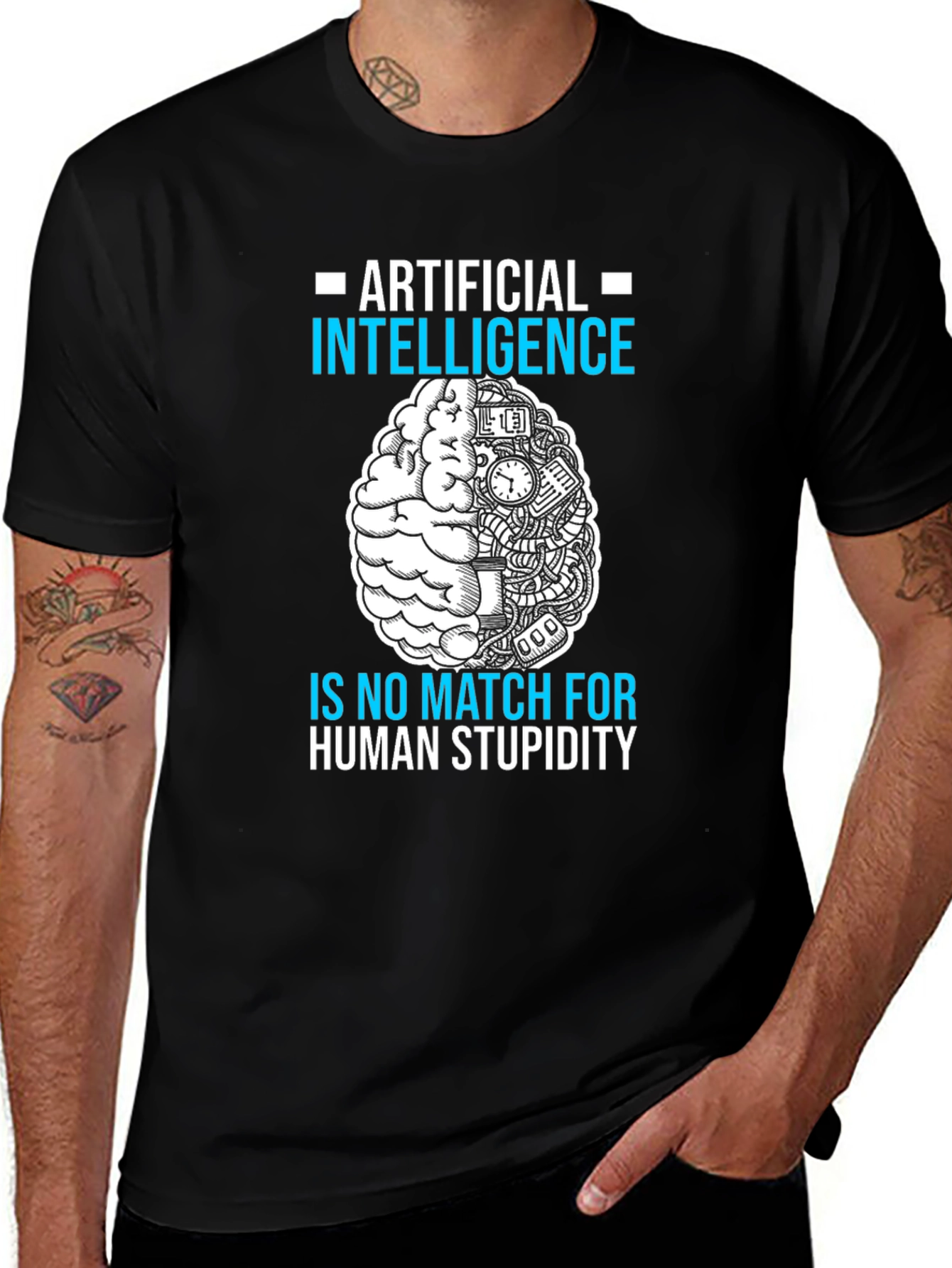 Variant 27 of Artificial Intelligence vs. Human Stupidity T-Shirt