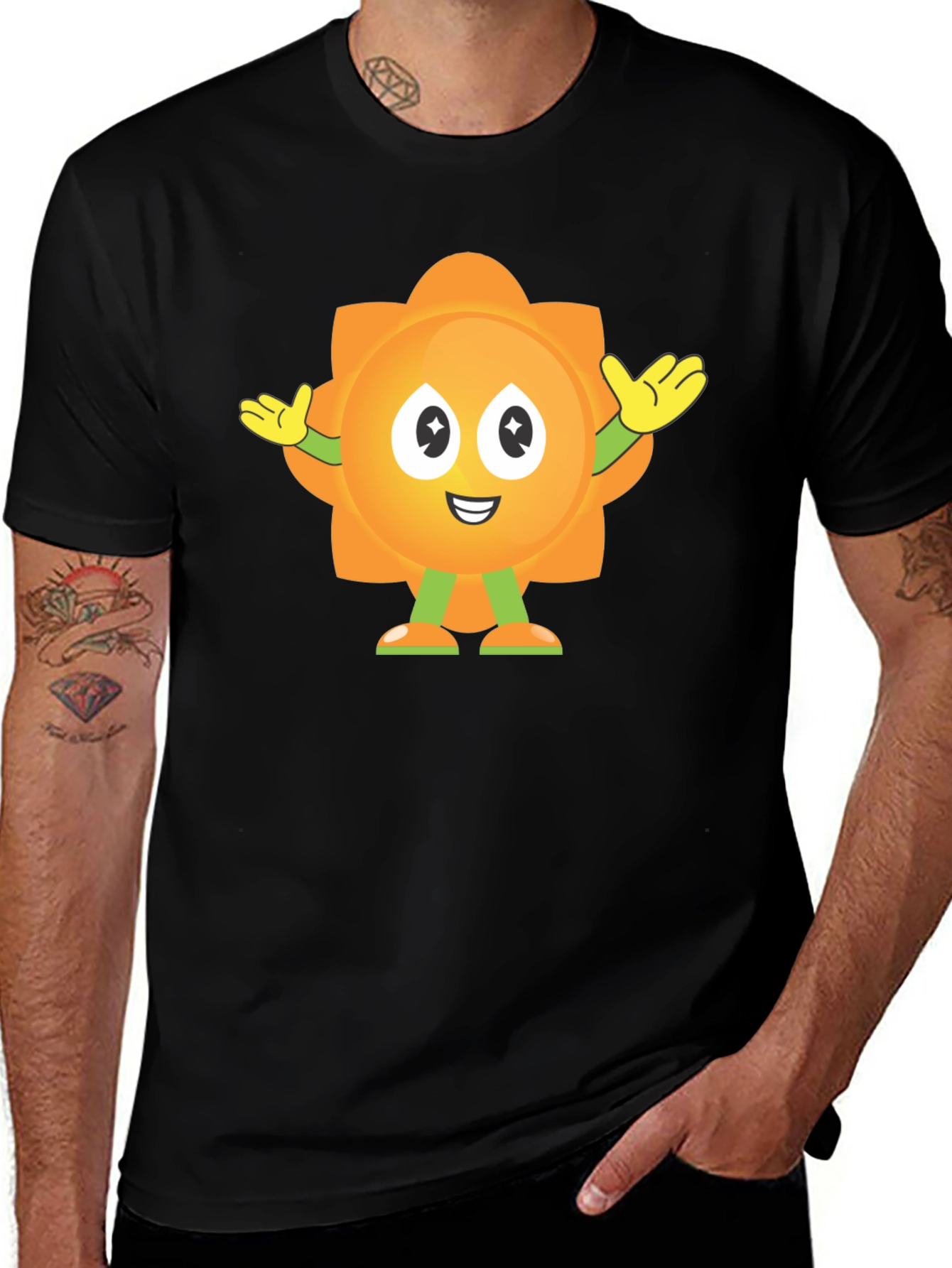 Variant 2 of Fun Sun Cartoon Graphic Black T-Shirt