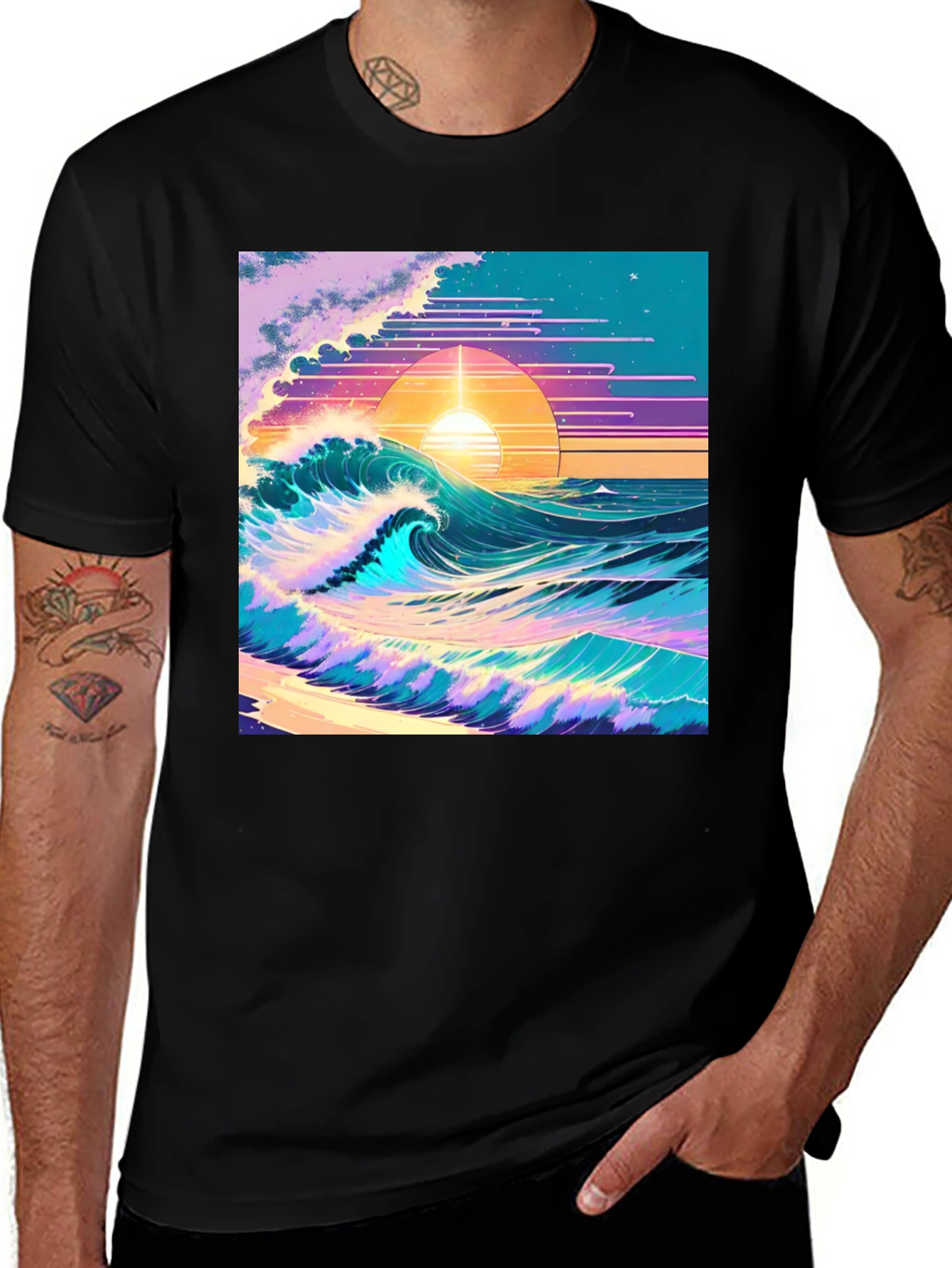 Variant 25 of Vaporwave Sunset Wave T-Shirt
