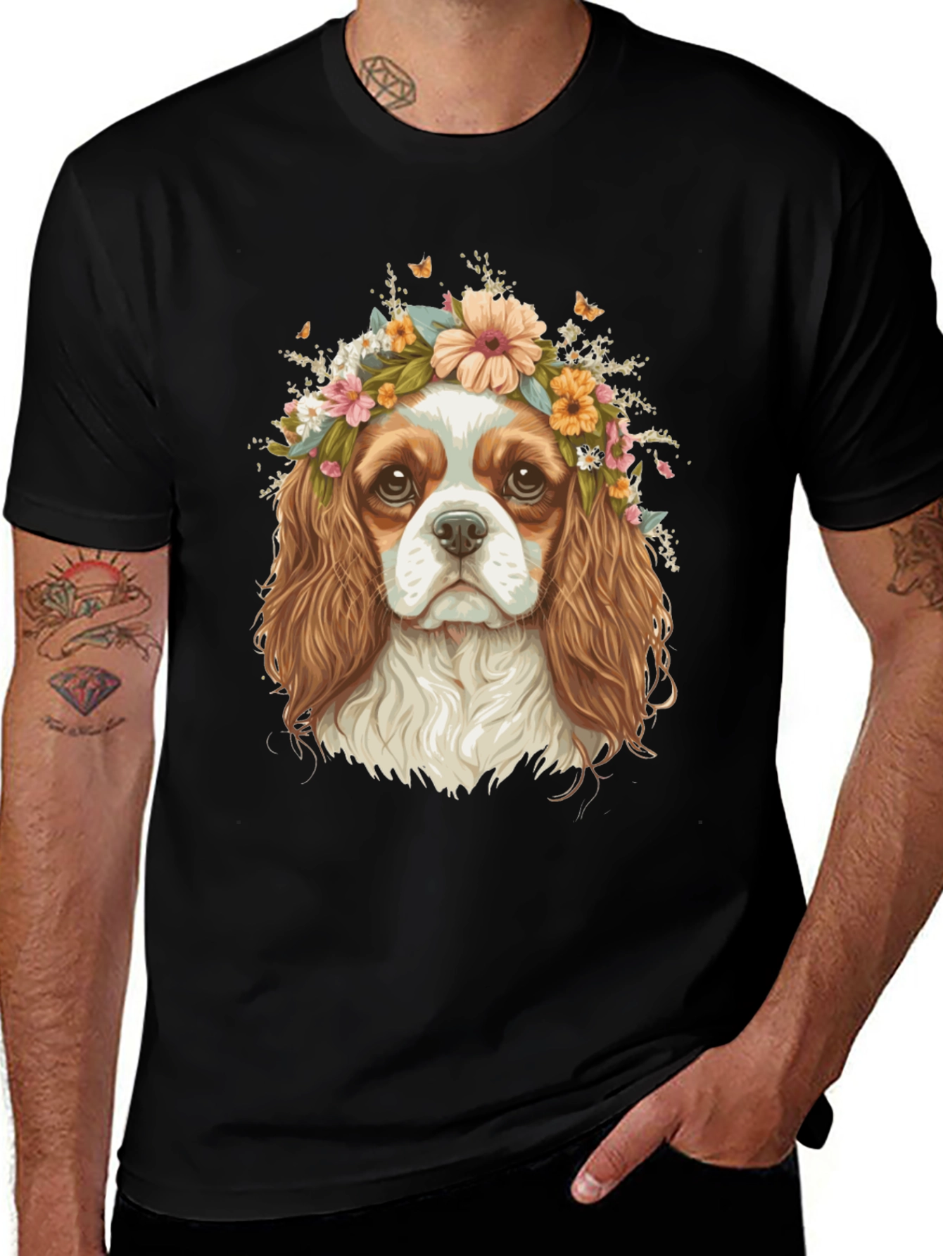 Variant 17 of Dog with Flower Crown Graphic Tee