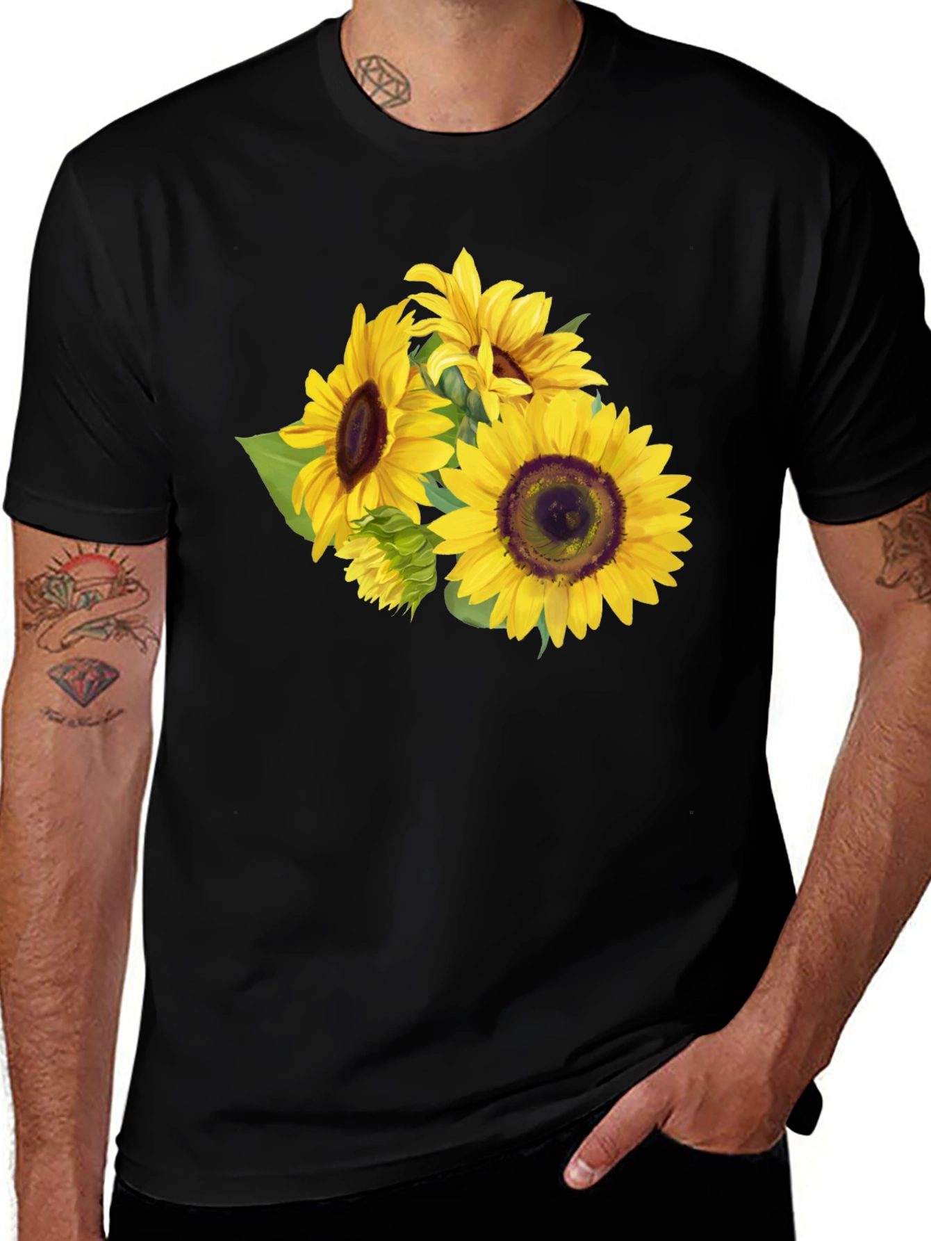 Variant 9 of Sunflower Graphic Black T-Shirt