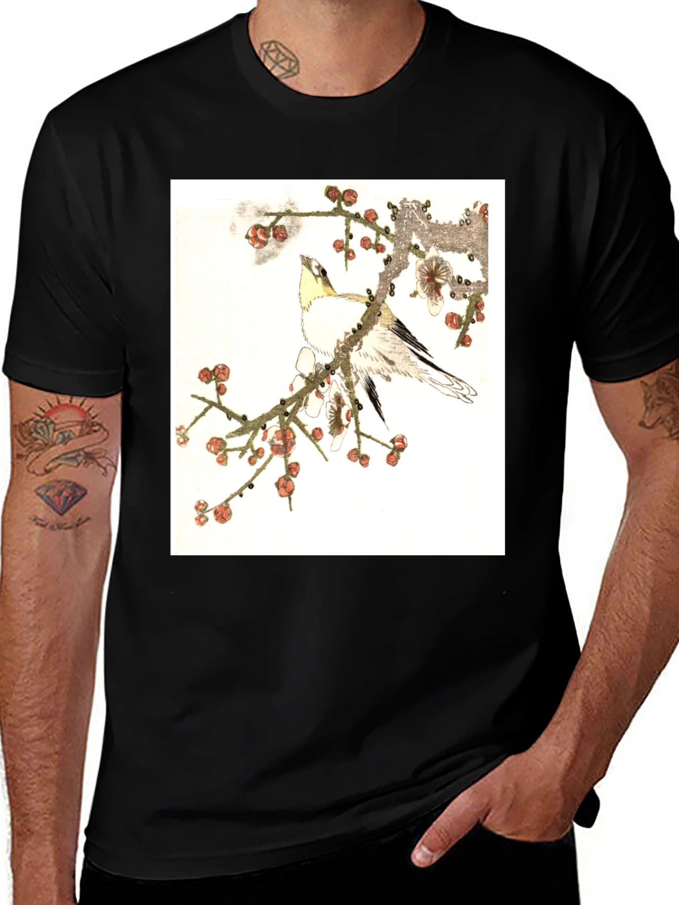 Variant 6 of Bird on Plum Blossom Branch Graphic Tee