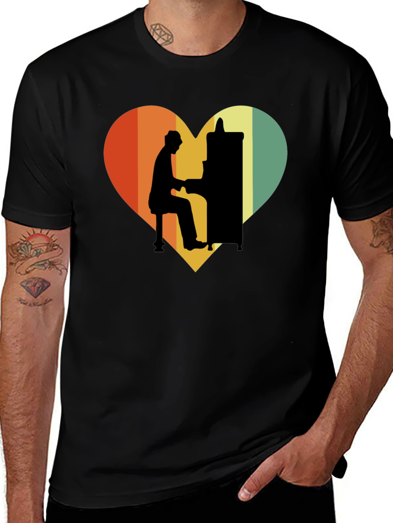 Variant 23 of Retro Heart Piano Player Graphic T-Shirt