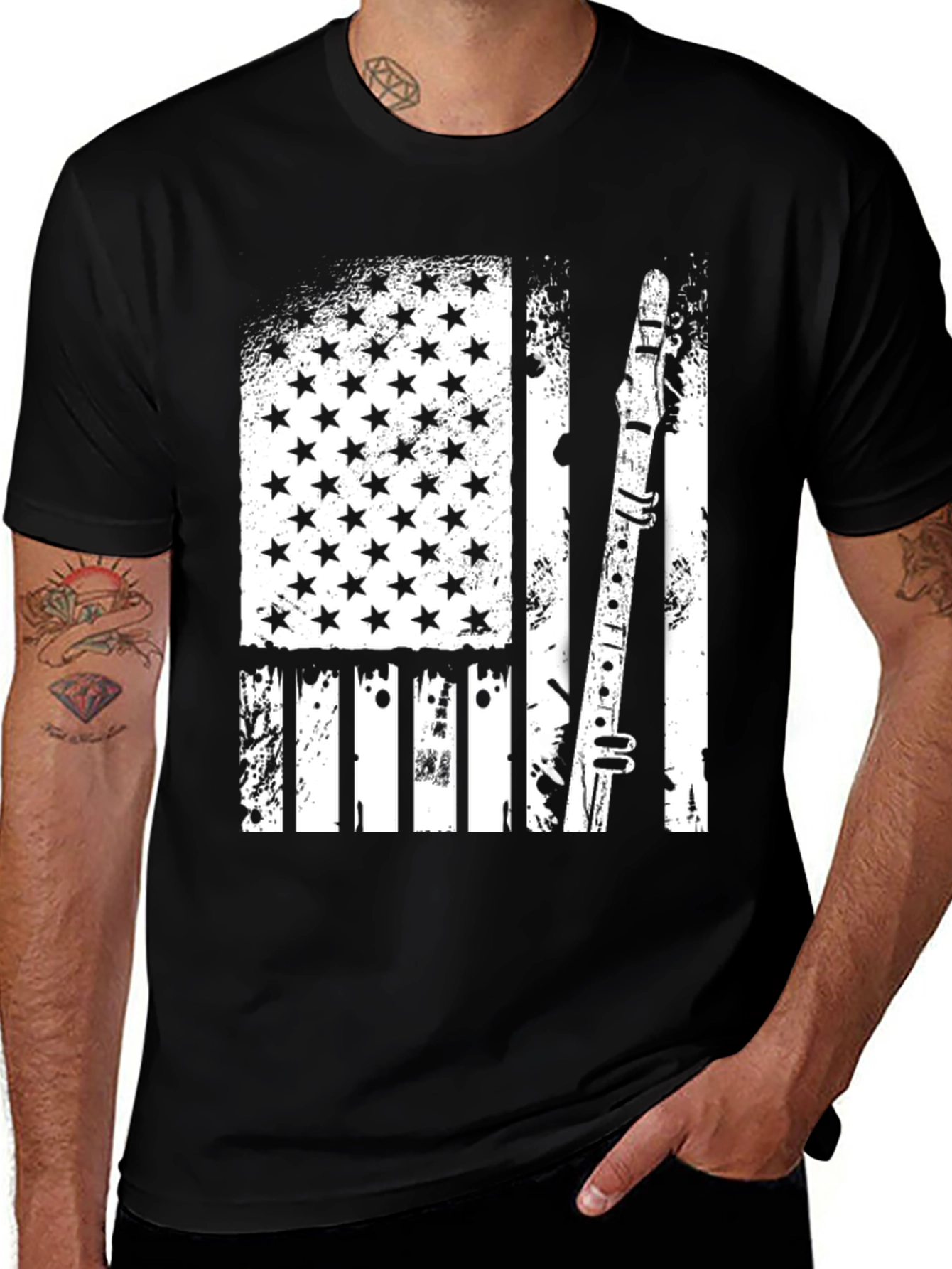 Variant 19 of American Flag Flute Graphic T-Shirt