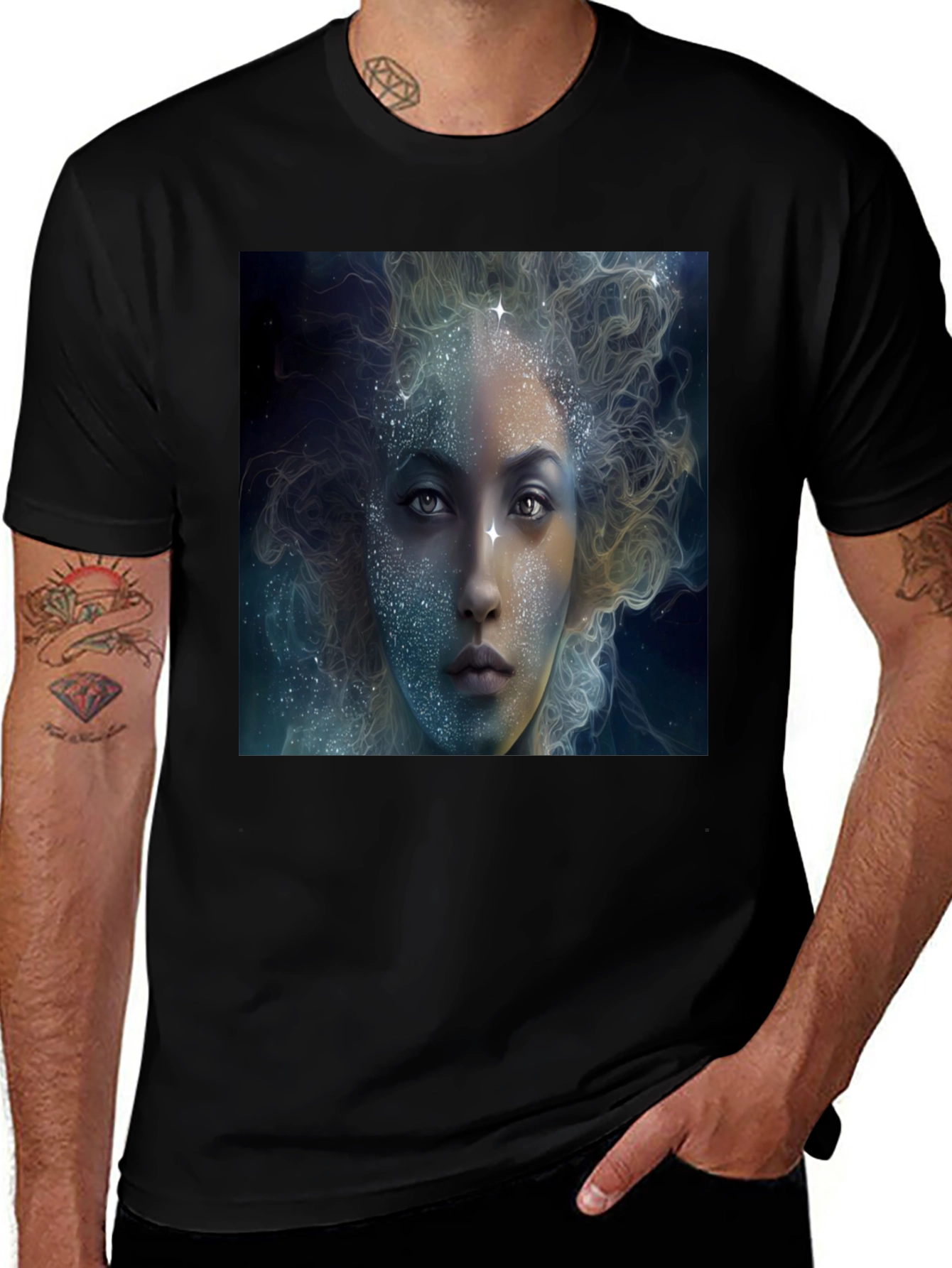 Variant 28 of Cosmic Beauty Graphic Tee - Unisex Black T-Shirt