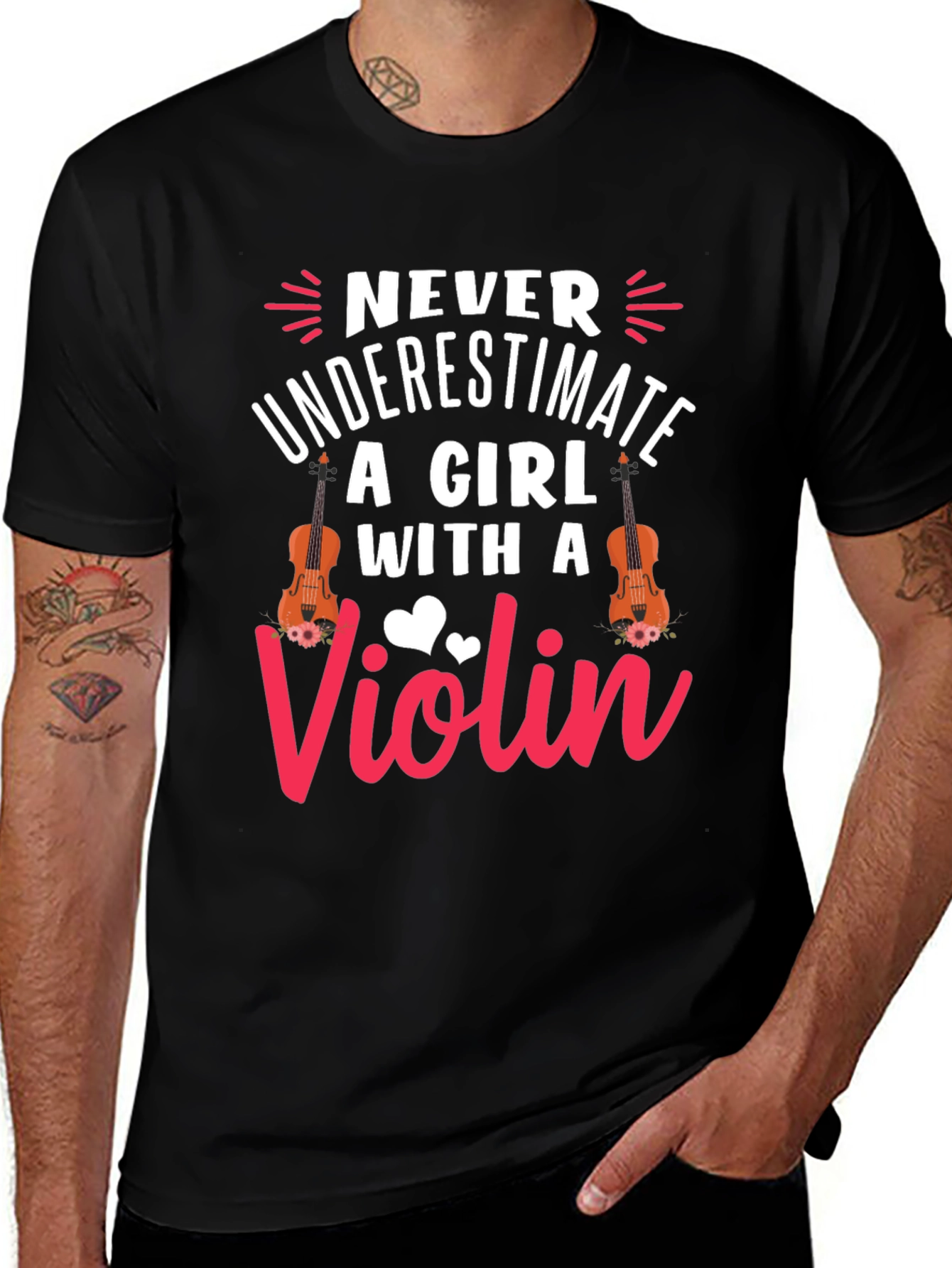 Variant 8 of Never Underestimate A Girl With A Violin T-Shirt