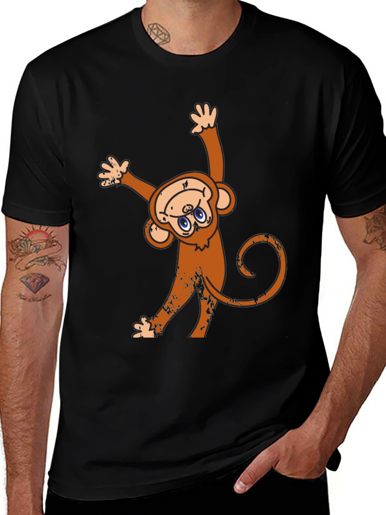 Variant 27 of Funny Monkey Graphic T-Shirt - Black