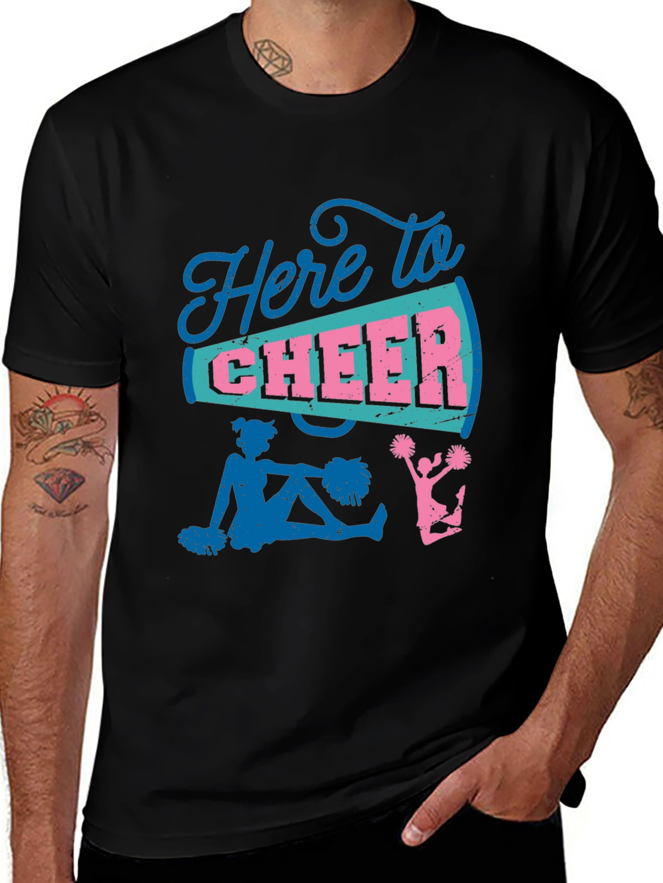 Variant 27 of Here to Cheer T-Shirt - Cheerleader Design