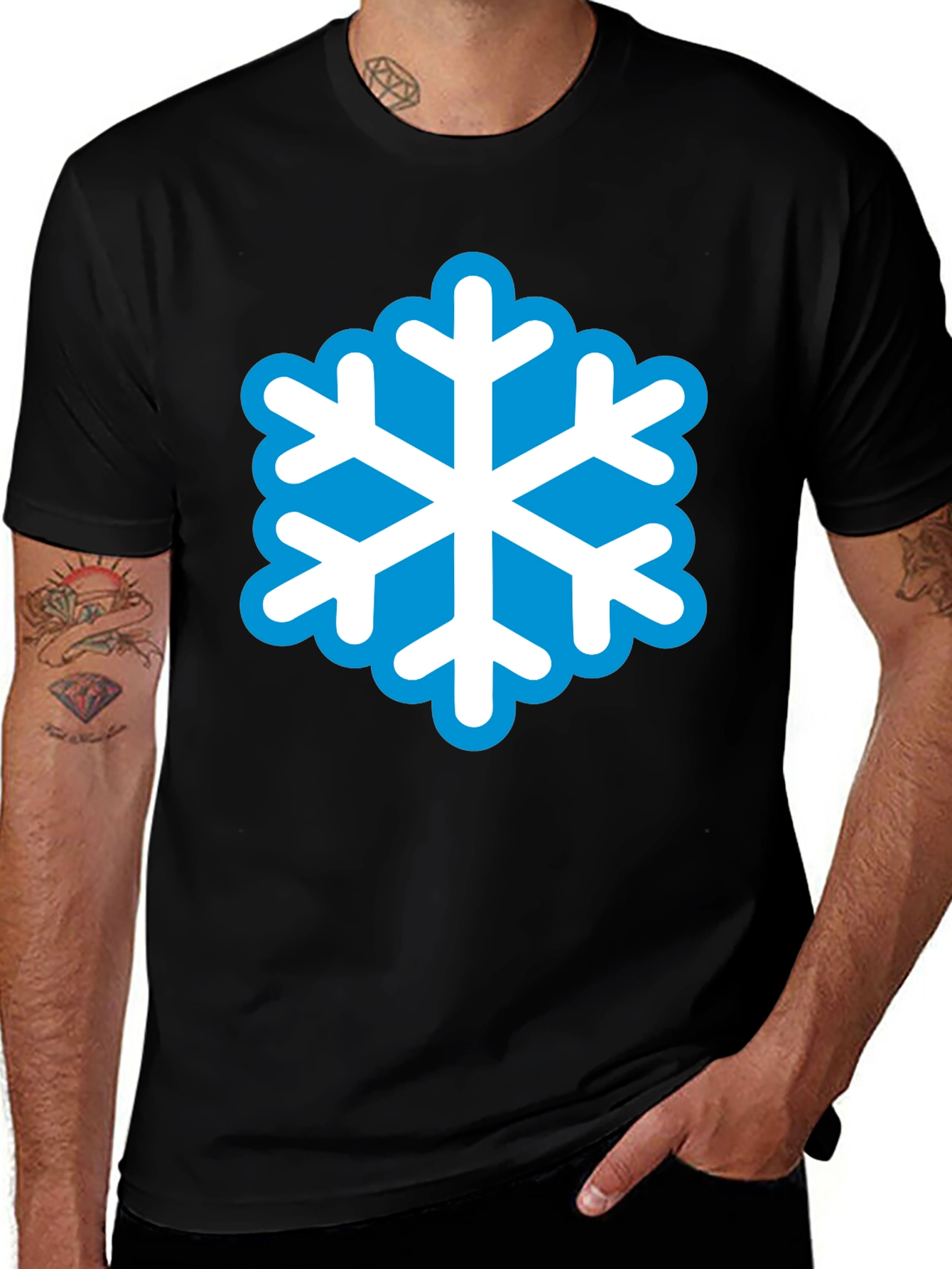 Variant 24 of Snowflake Graphic Black T-Shirt