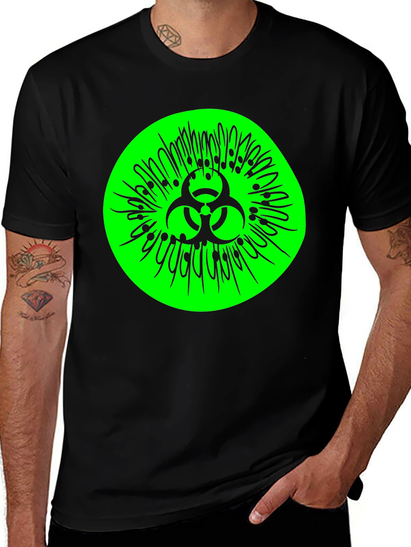 Variant 6 of Biohazard Kiwi Graphic Tee - Stylish Black T-Shirt
