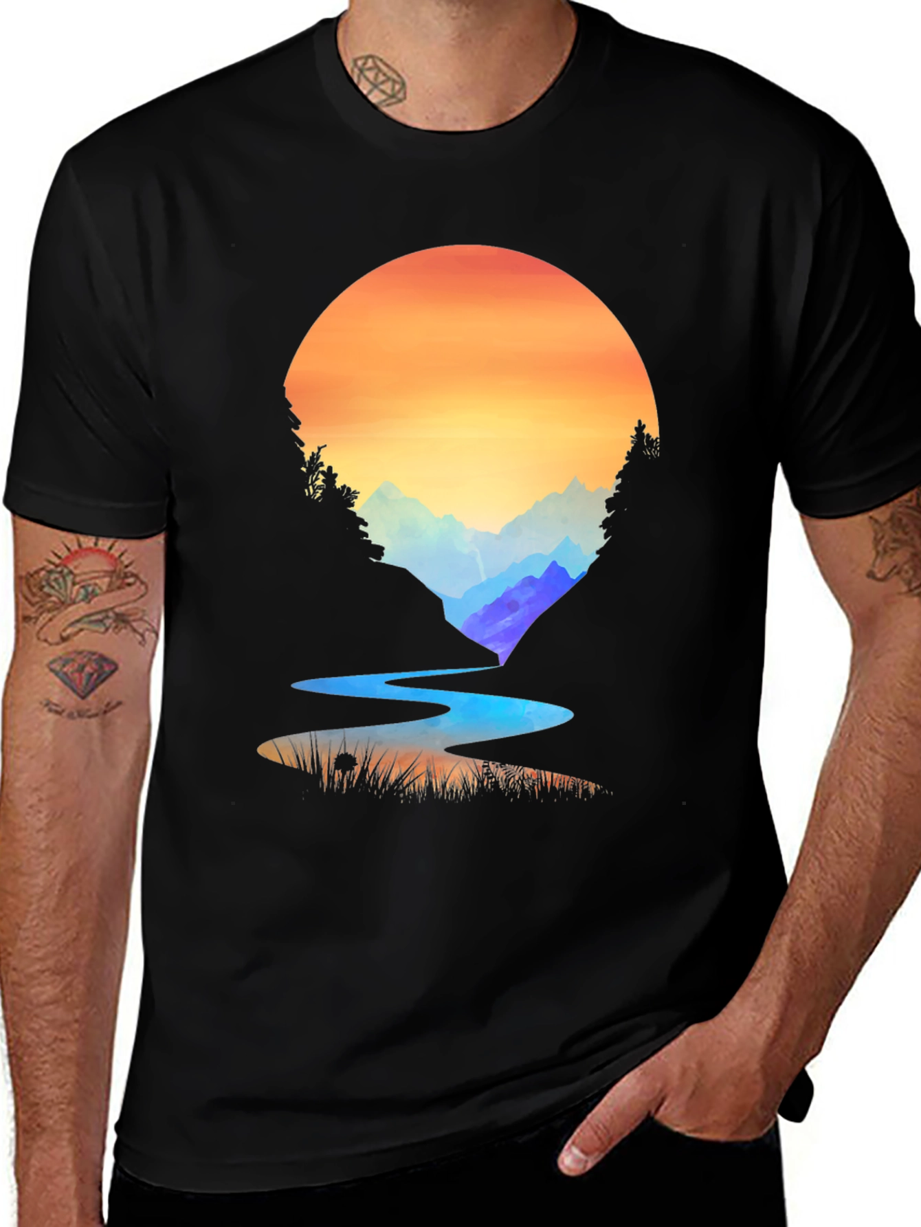 Variant 6 of Sunset River Graphic Print T-Shirt