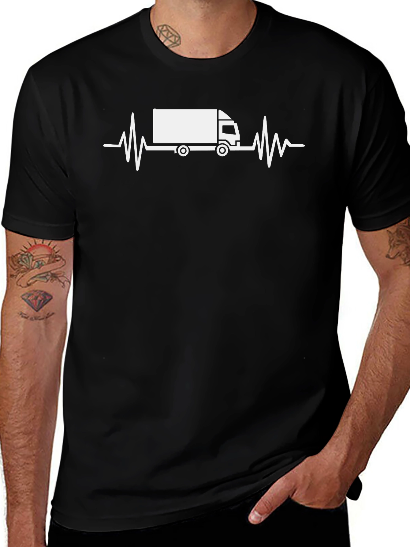 Variant 21 of Truck Driver Heartbeat T-Shirt - Black
