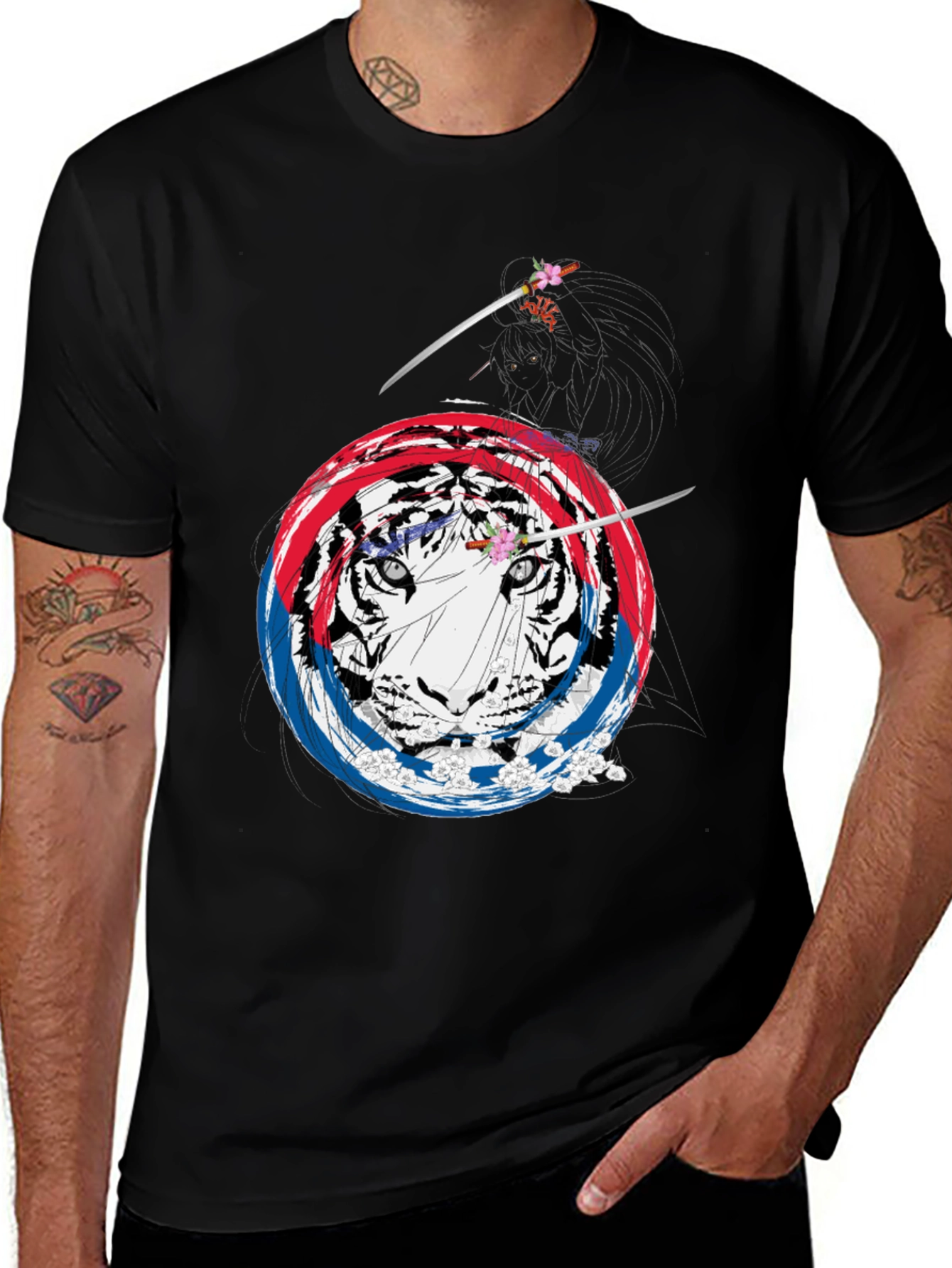 Black Tiger Samurai Graphic Tee - Unique Design main image