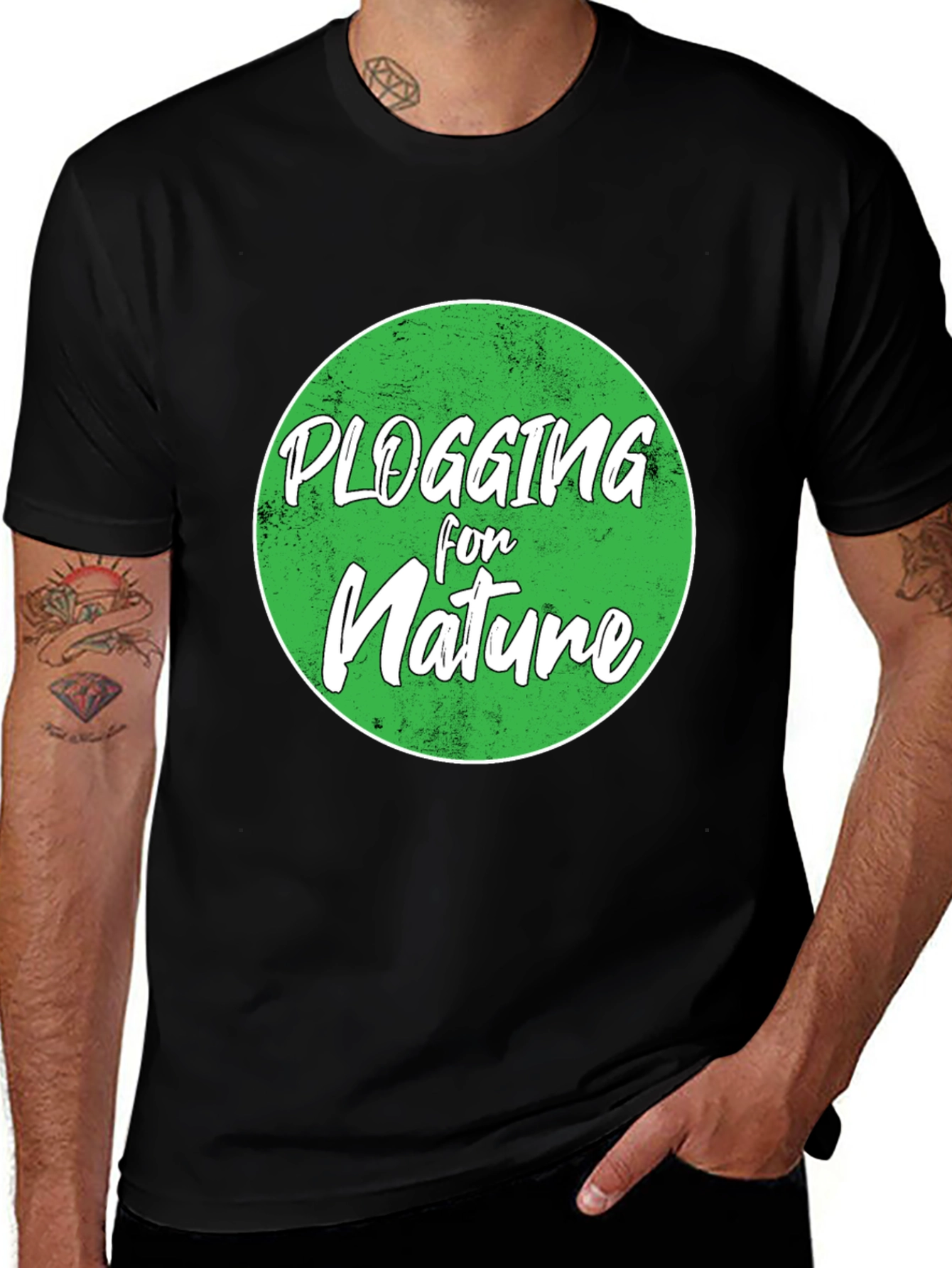 Plogging for Nature Graphic Tee - Eco-Friendly Activism Shirt