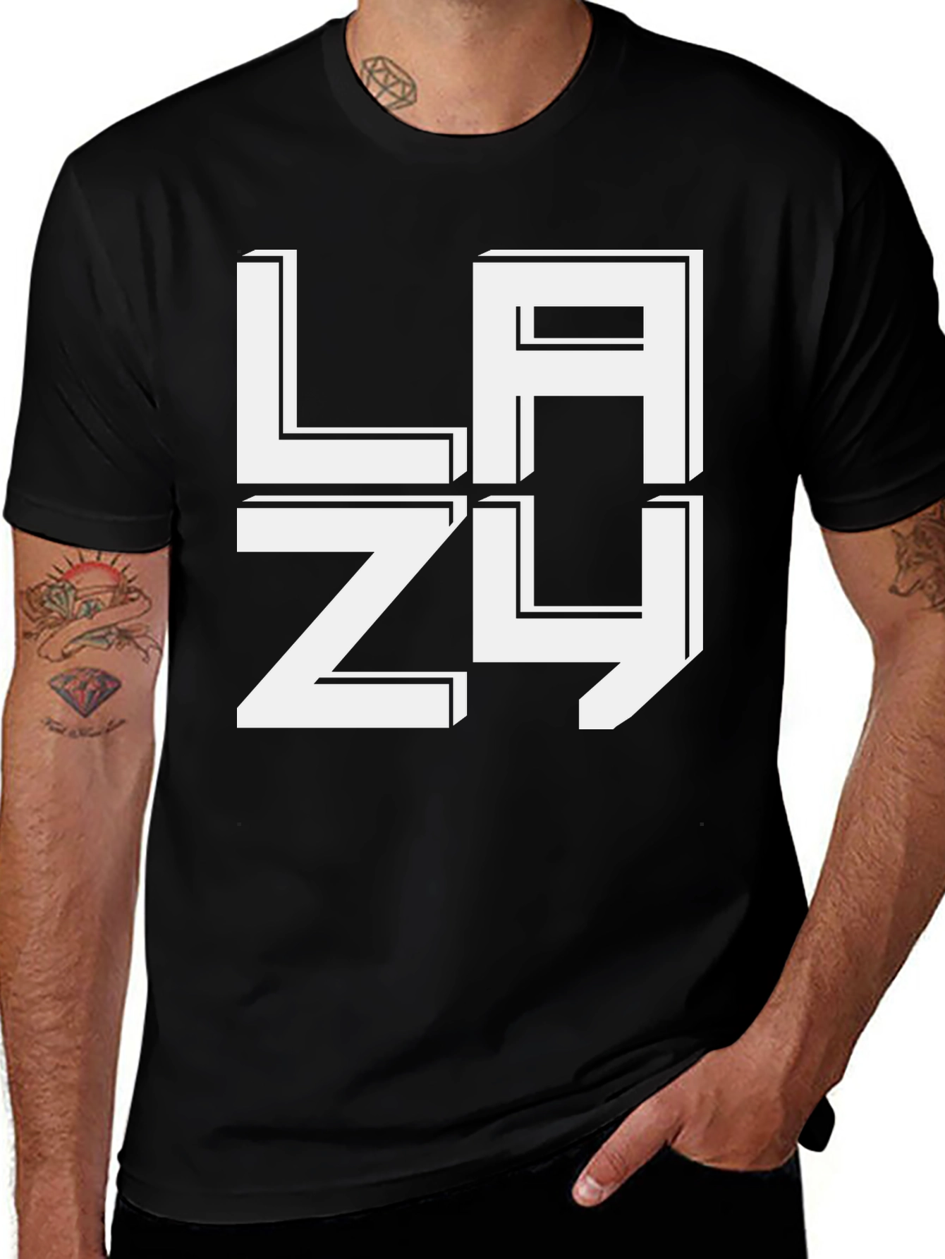 Variant 5 of LAZY Graphic T-Shirt - Relaxed Fit Black Tee