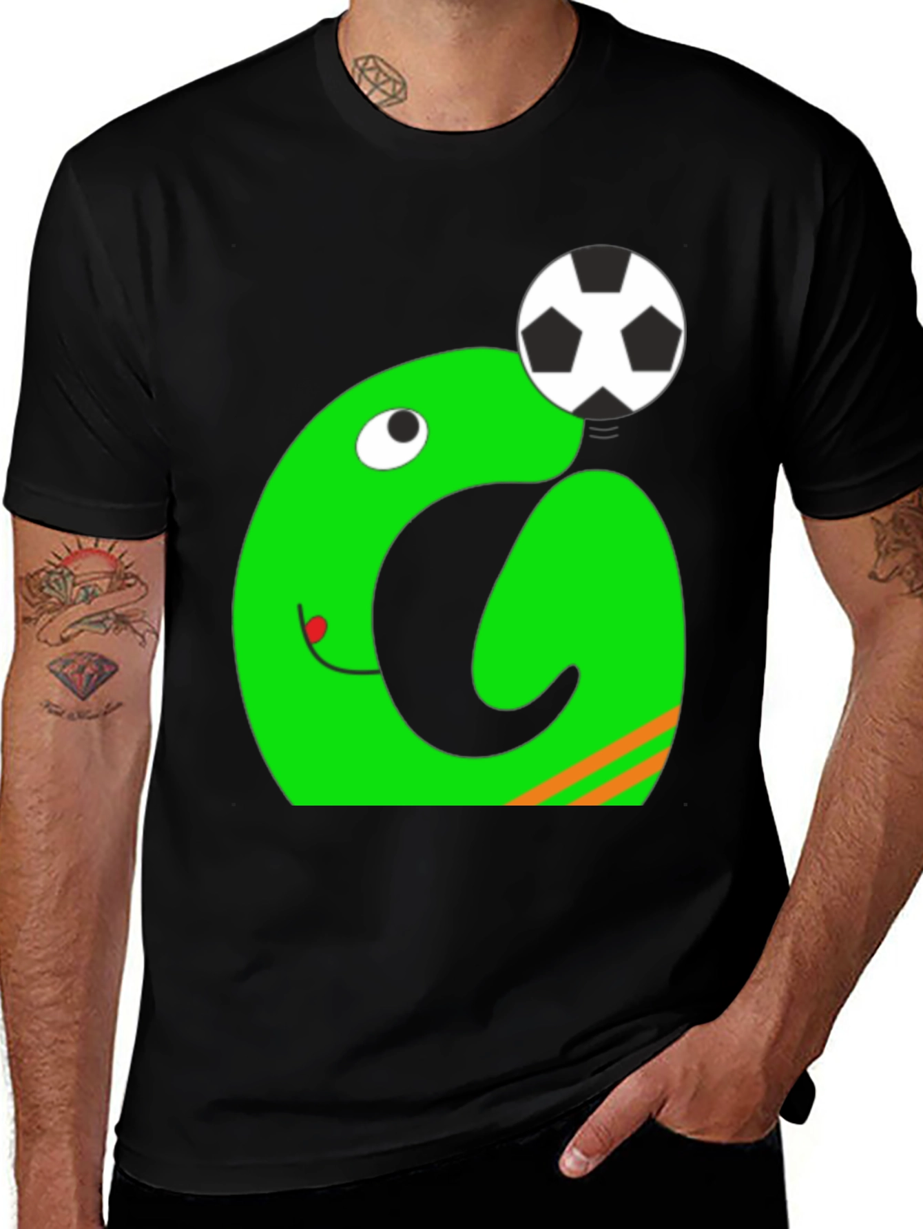 Black Funky Green Monster Soccer T-Shirt main image