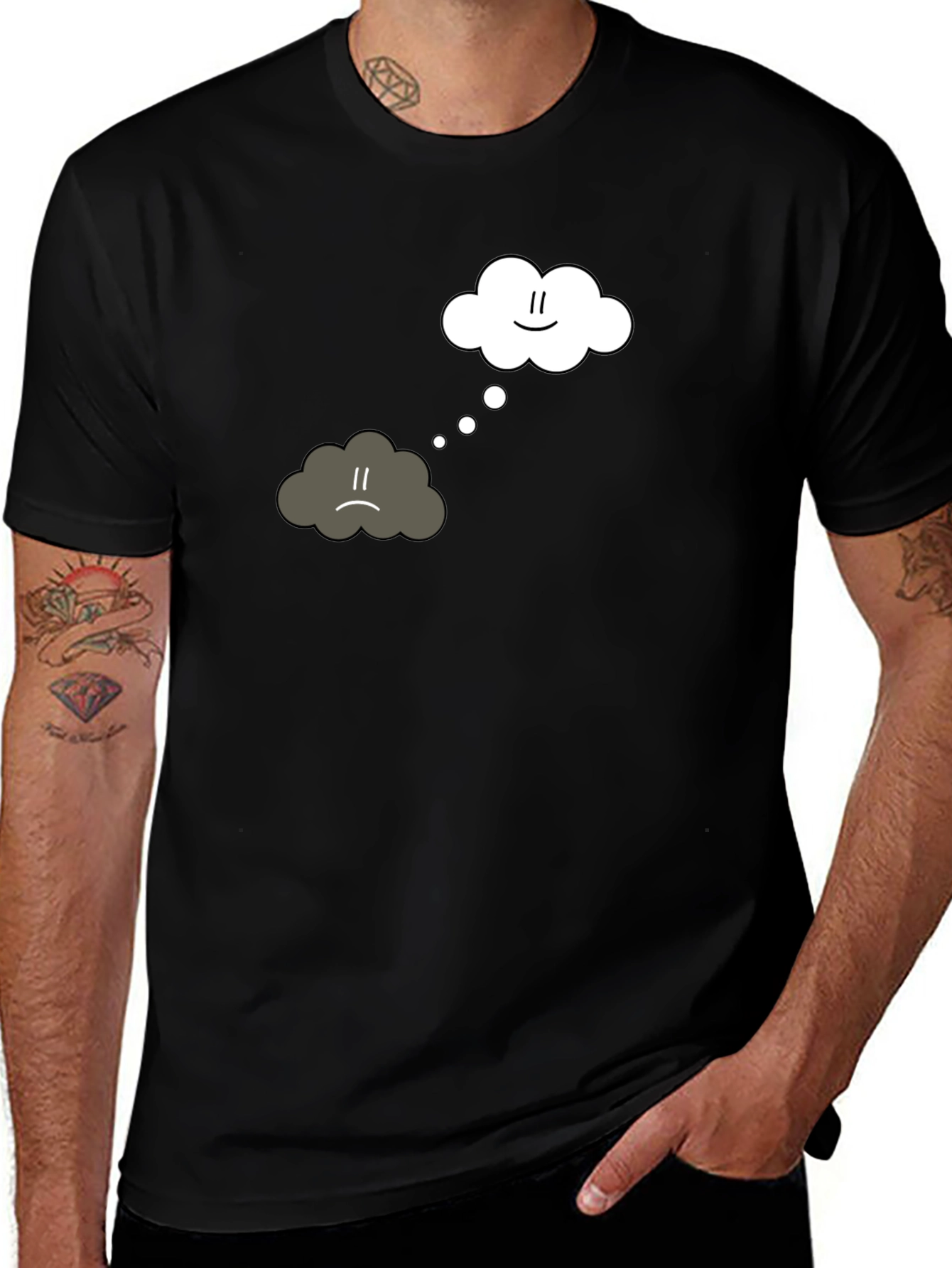 Variant 16 of Sad Cloud Thought T-Shirt - Black