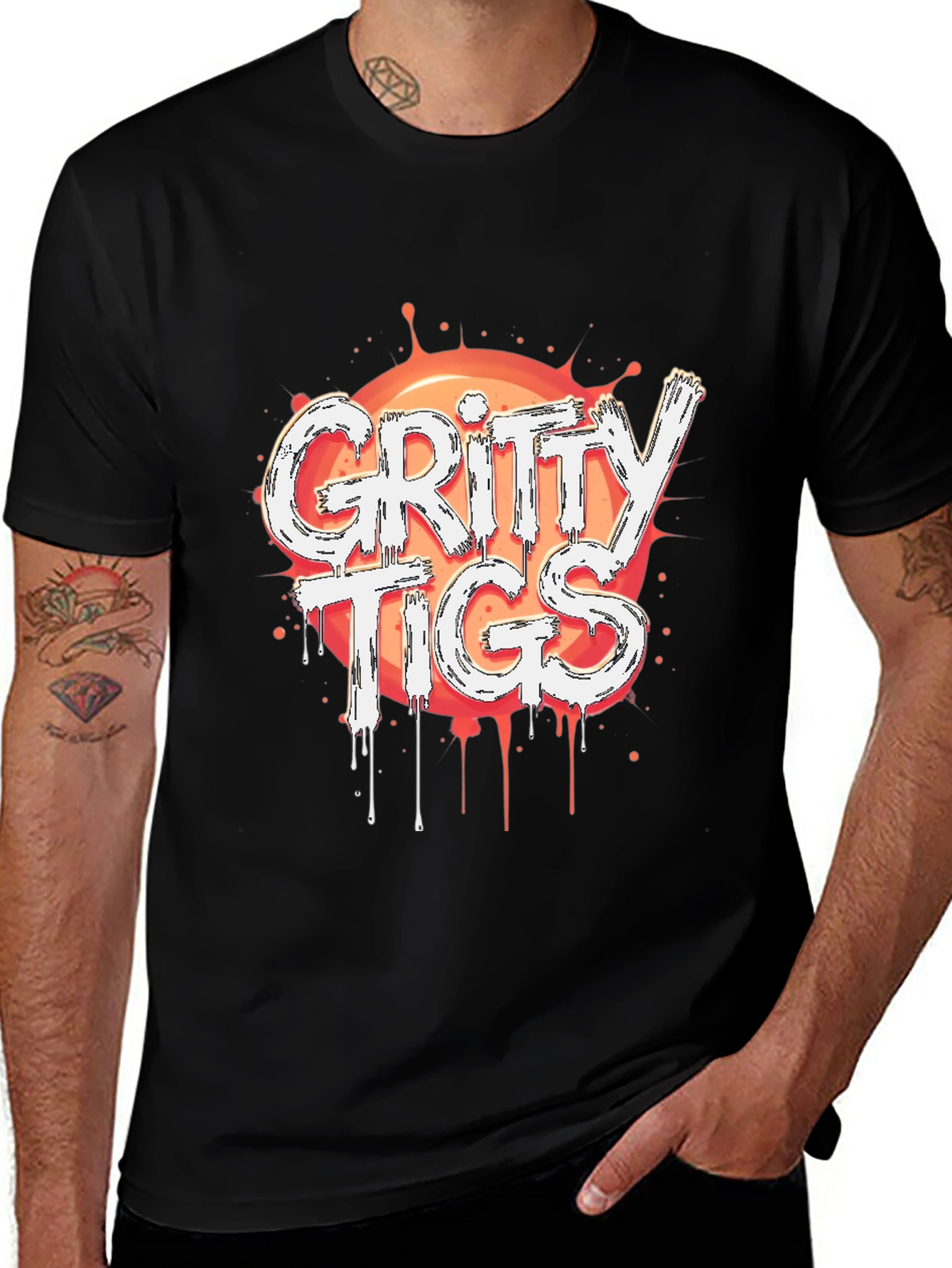 Variant 16 of Gritty Tigs Graphic Tee - Stylish Black T-Shirt