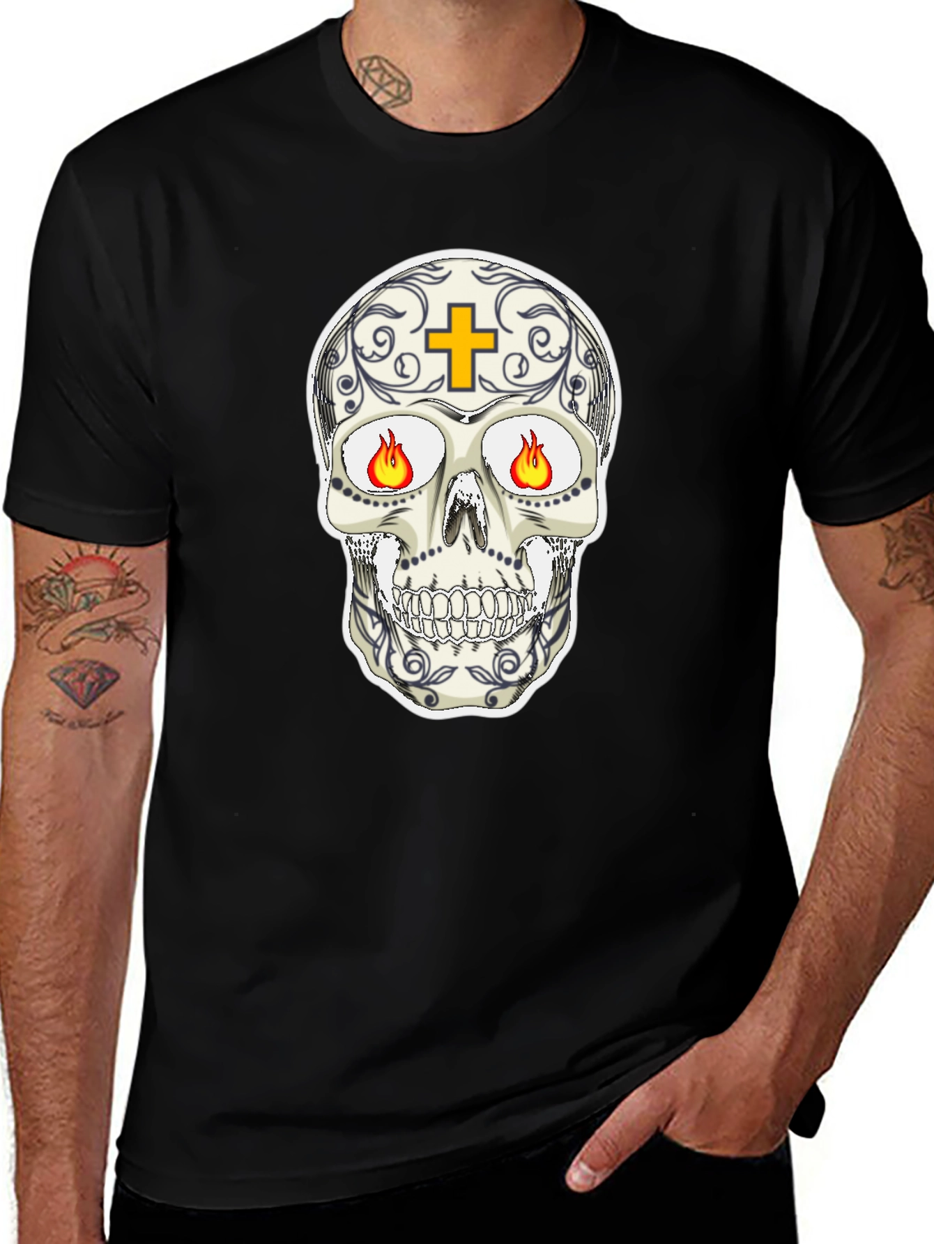 Variant 21 of Skull with Fire Eyes T-Shirt