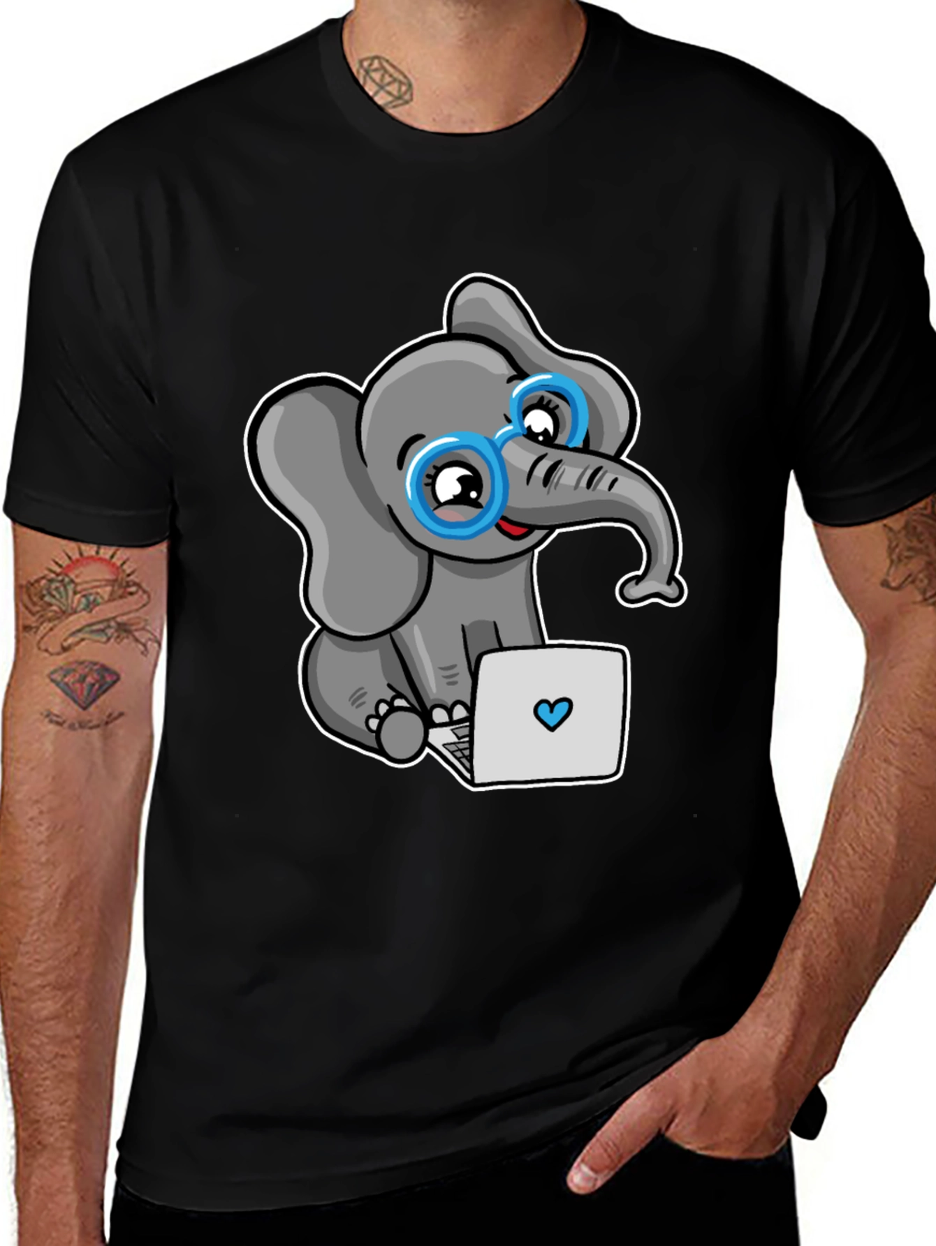 Variant 29 of Cute Elephant Programmer Graphic T-Shirt
