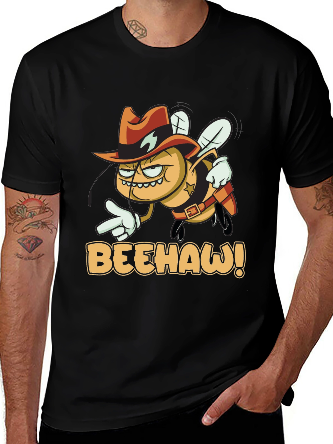 Variant 30 of BEEHAW! Graphic T-Shirt - Cartoon Cowboy Bee Tee