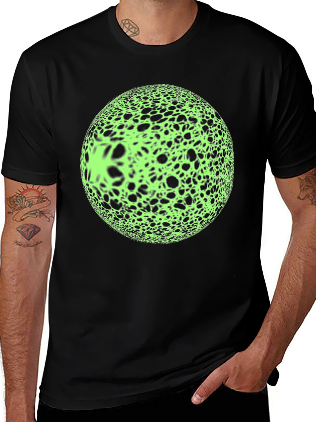 Variant 19 of Abstract Orb Graphic Tee - Men's Black T-Shirt