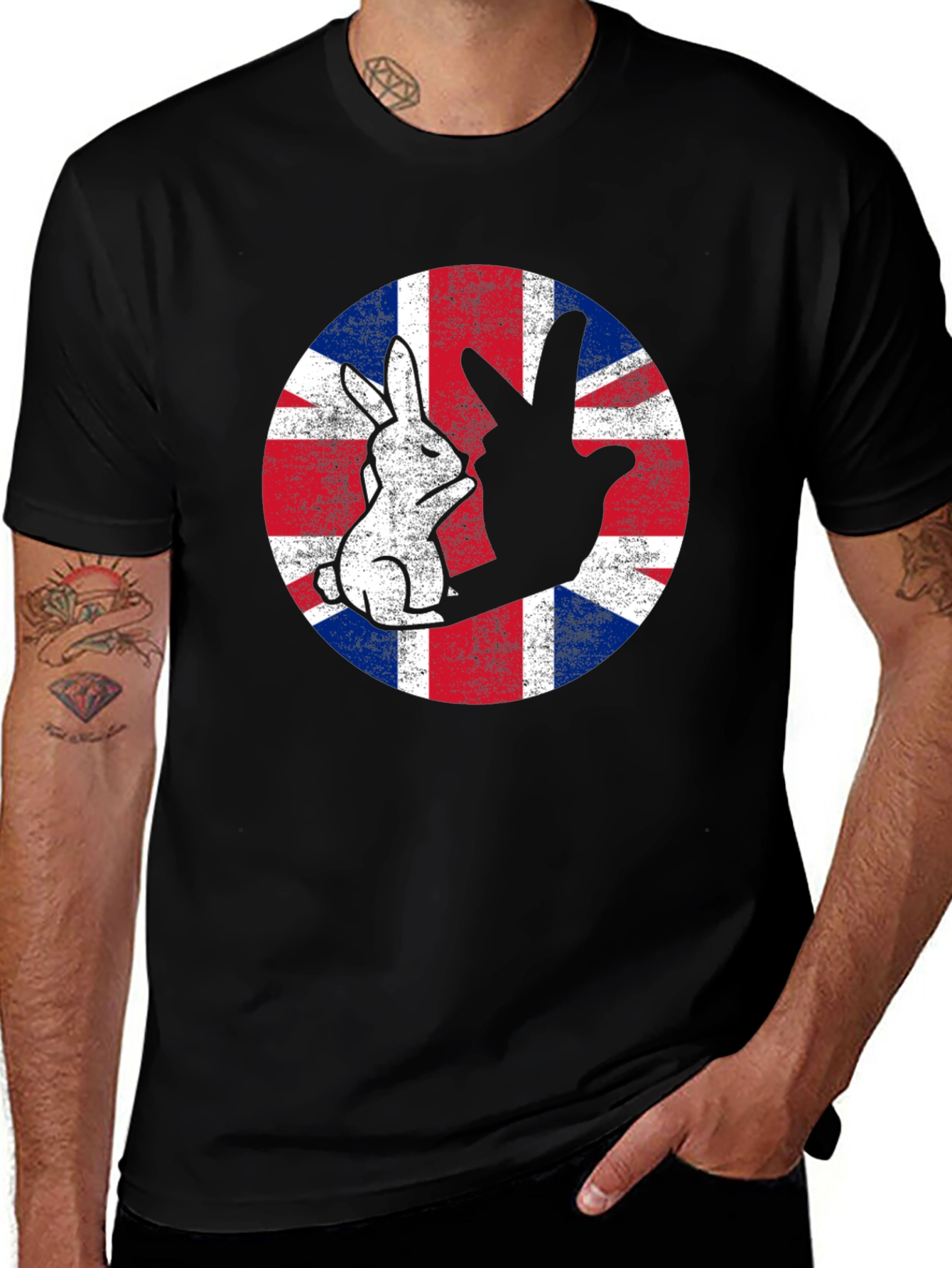 Variant 25 of British Rabbit Peace Sign T-Shirt