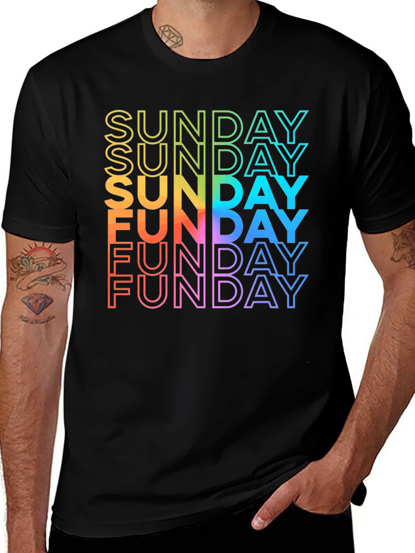 Rainbow 'Sunday Funday' Graphic T-Shirt