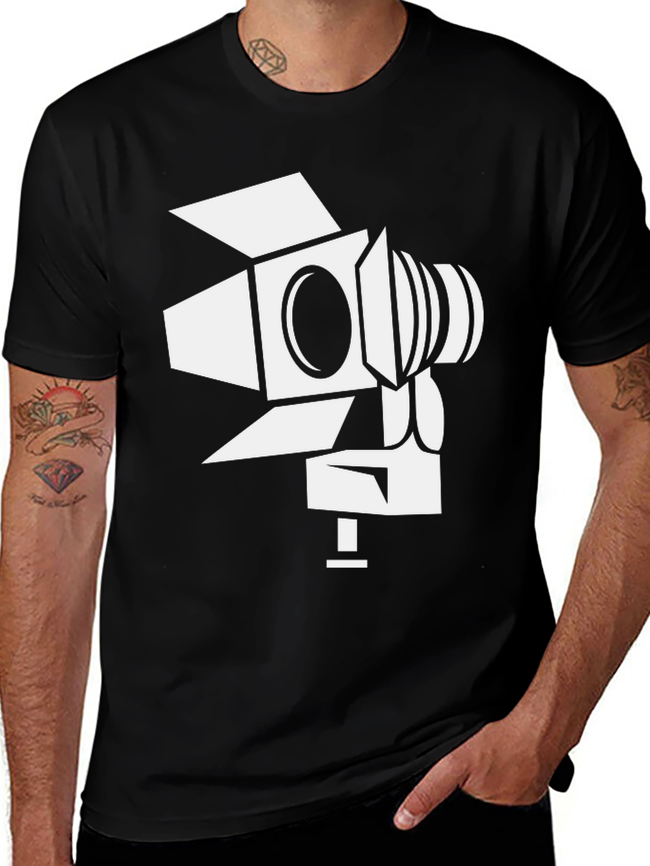 Variant 12 of Spotlight Graphic Tee - Black Crew Neck T-Shirt
