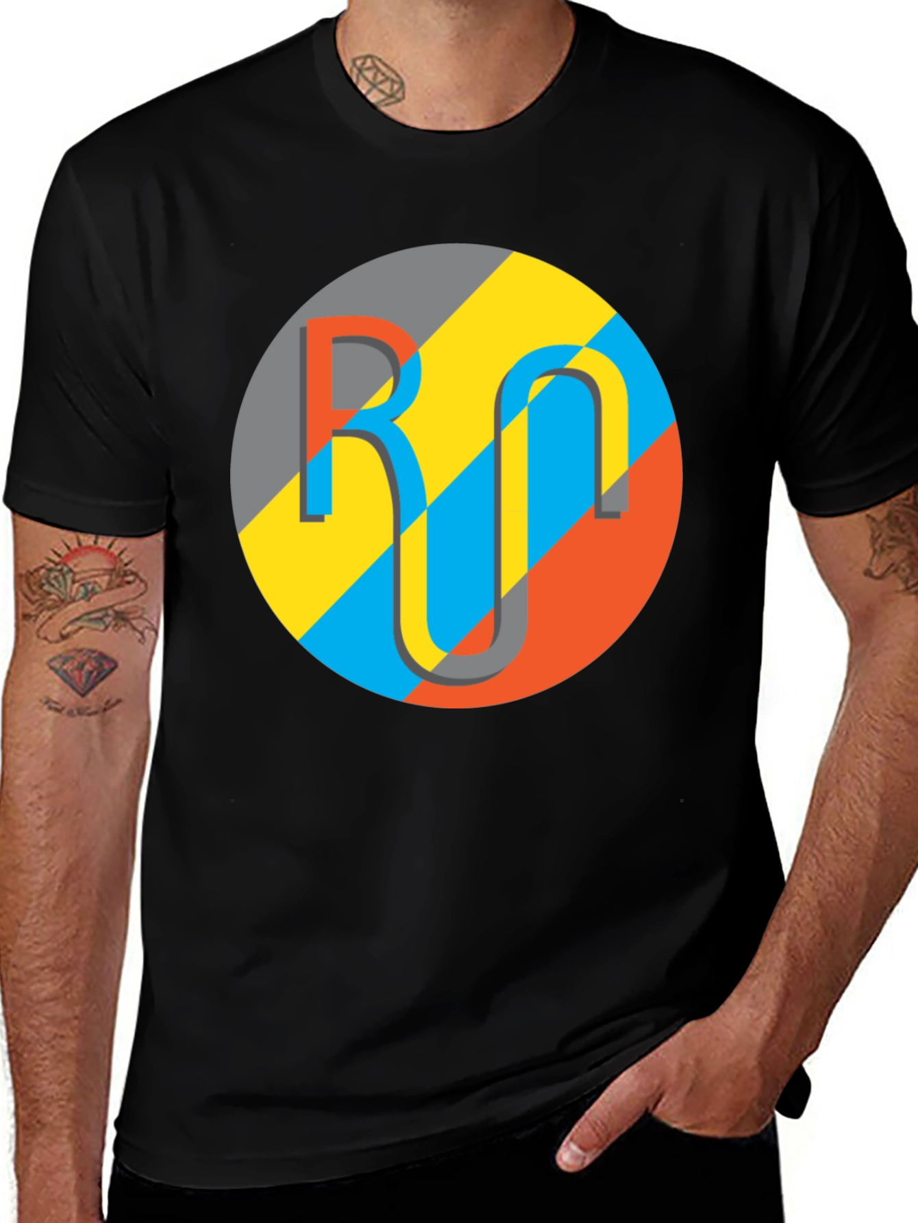 Variant 18 of Geometric Logo Graphic Tee - Casual Black T-Shirt