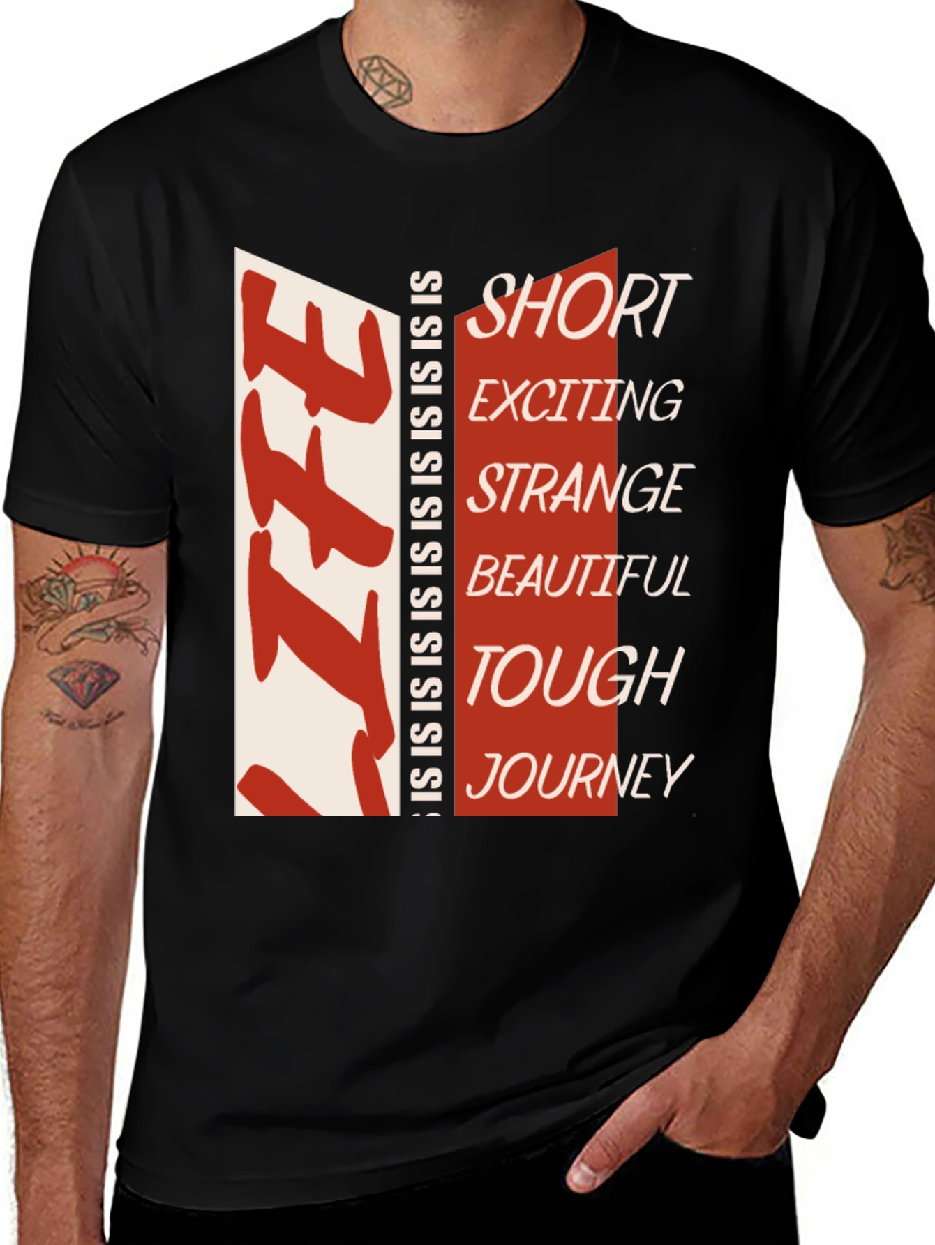 Variant 2 of Life is Short, Black Graphic T-Shirt