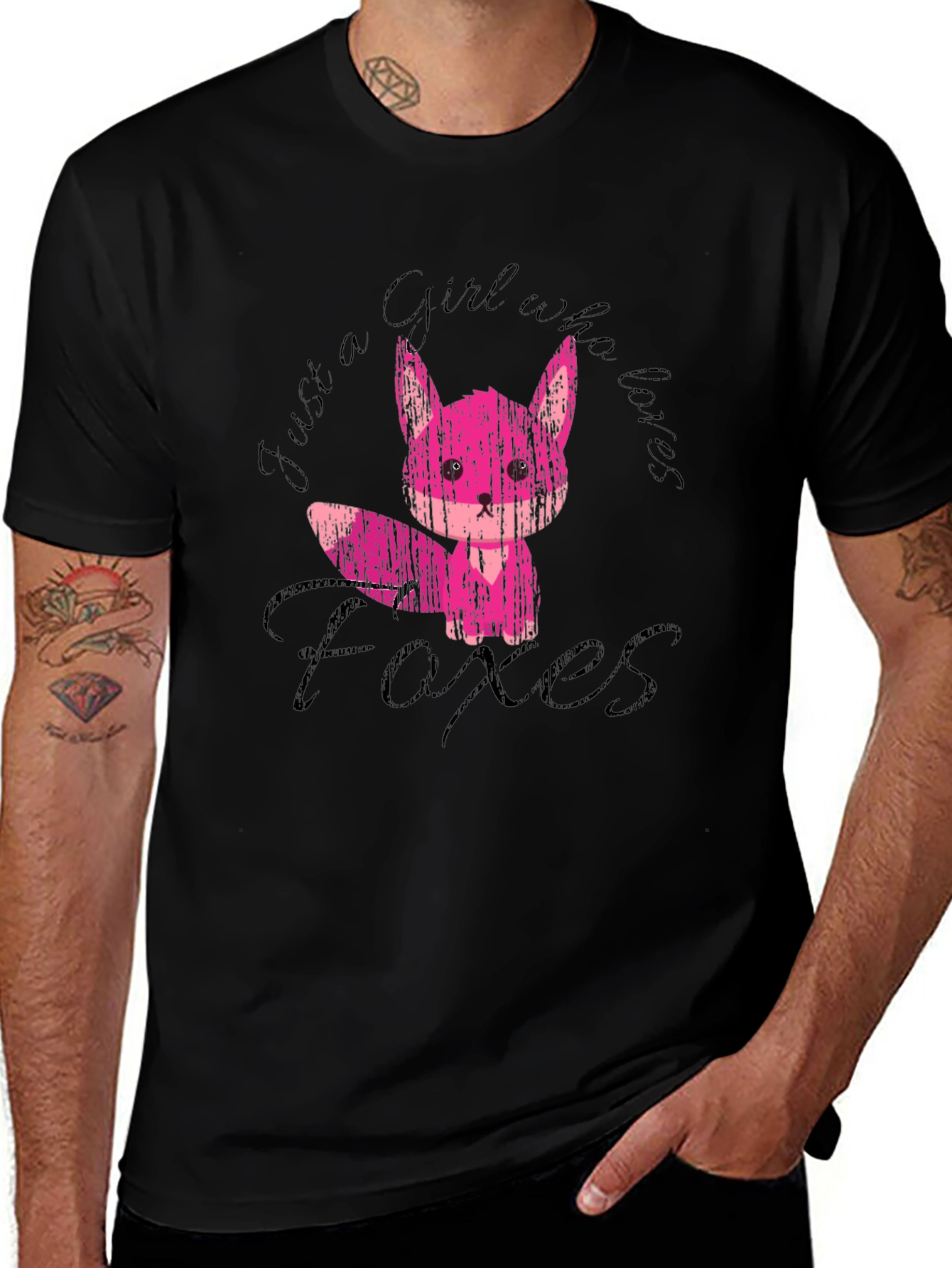Variant 24 of Girl Who Loves Foxes Black T-Shirt