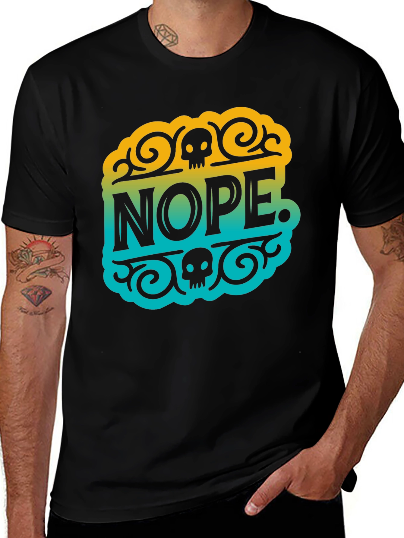 Variant 8 of Nope Skull Graphic T-Shirt - Funny Sarcastic Tee