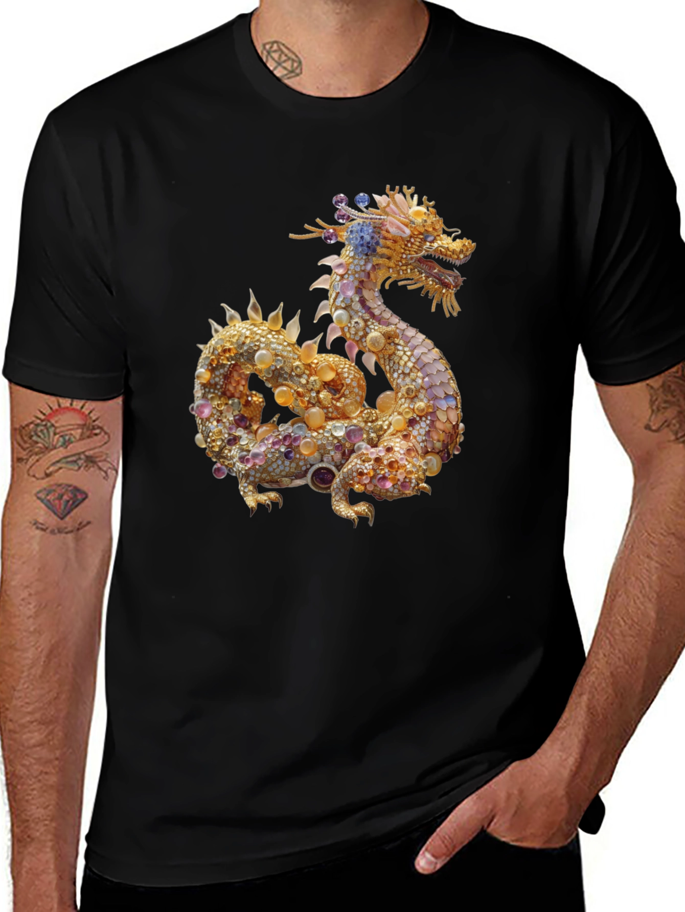 Variant 8 of Dragon Graphic Print Black T-Shirt