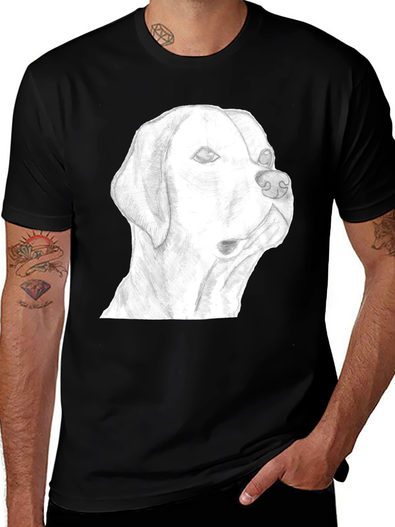 Variant 3 of Dog Sketch Graphic Tee - Black
