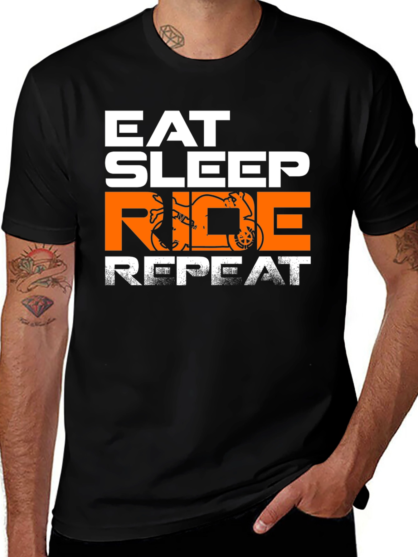 Eat Sleep Ride Repeat T-Shirt - Motorbike Design