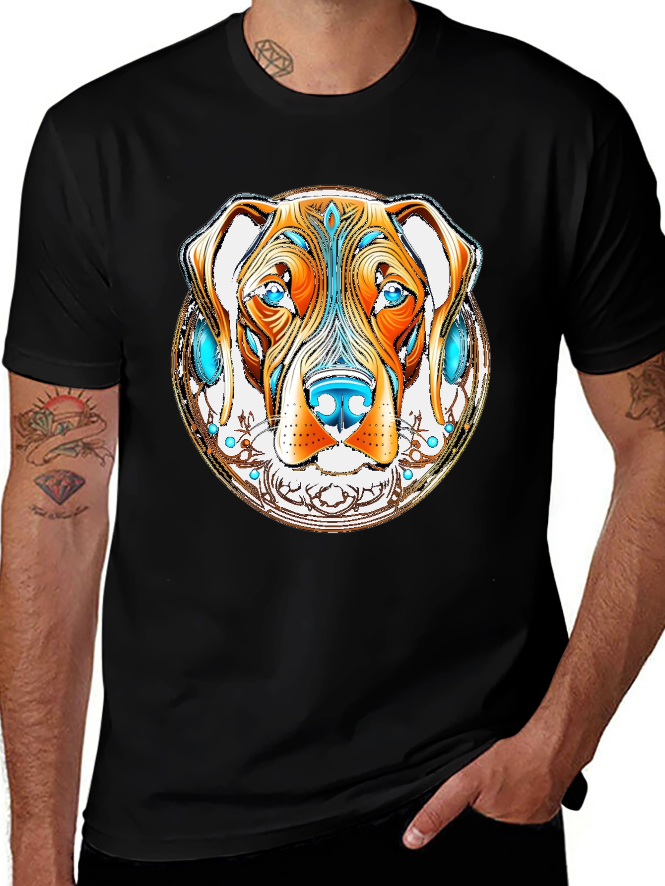 Variant 28 of Dog Graphic Tee - Stylish Men's Black T-Shirt