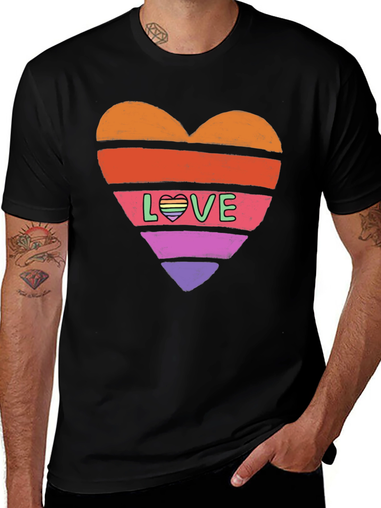 Variant 4 of Rainbow Heart Love Graphic Tee