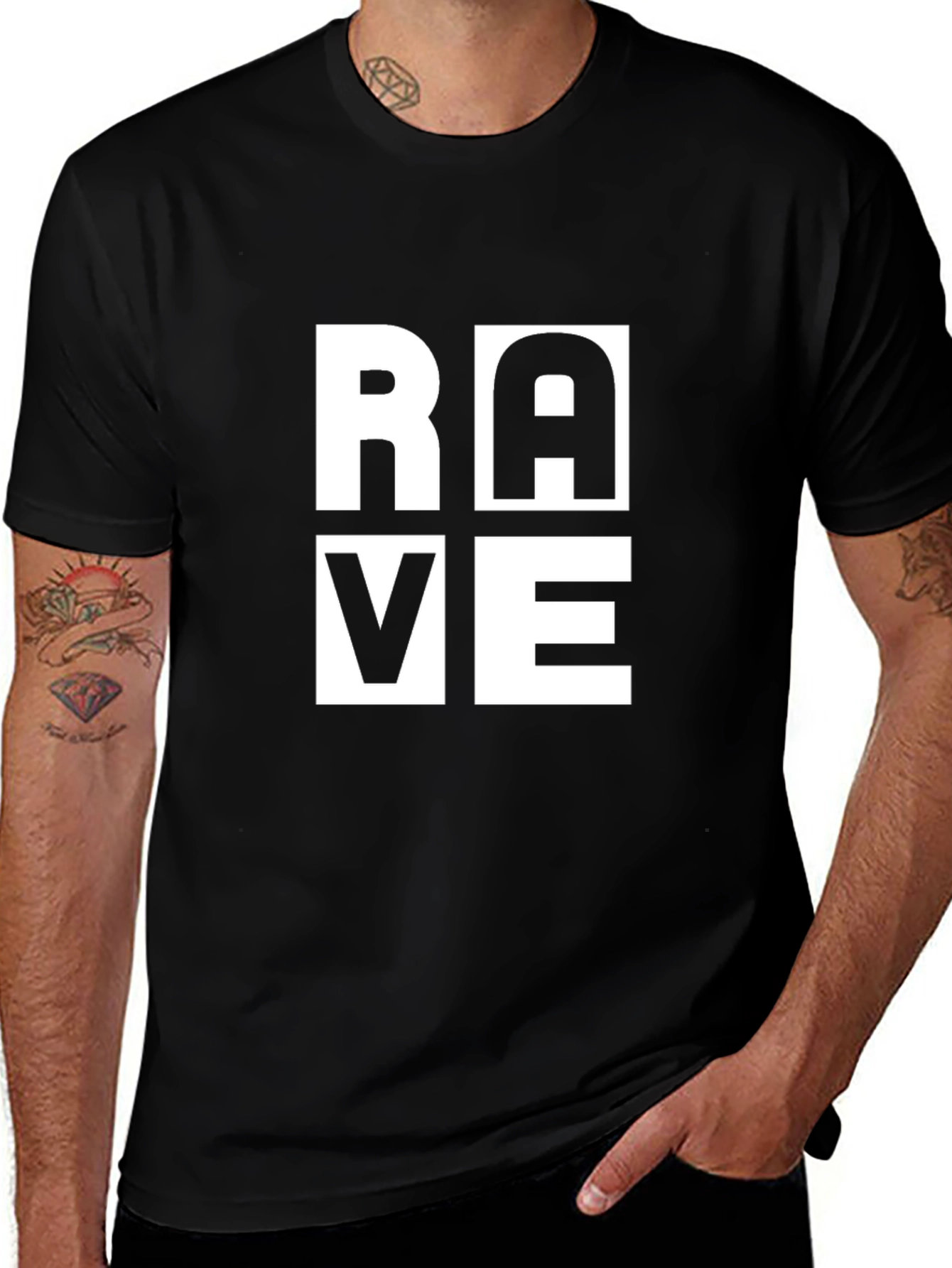 Rave Graphic Print Black T-Shirt